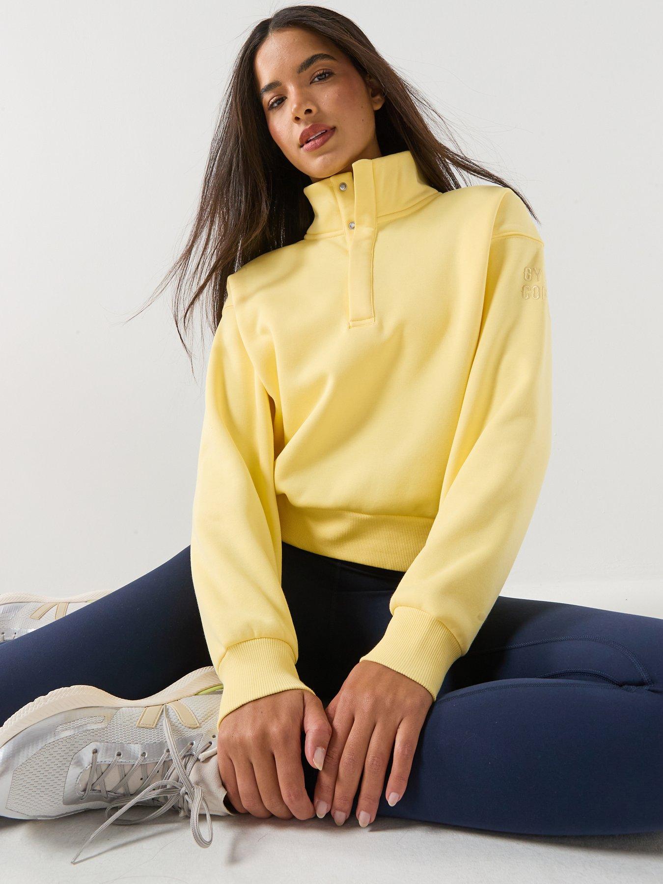 gym-coffee-womens-training-urban-snap-collar-sweatshirt-yellow
