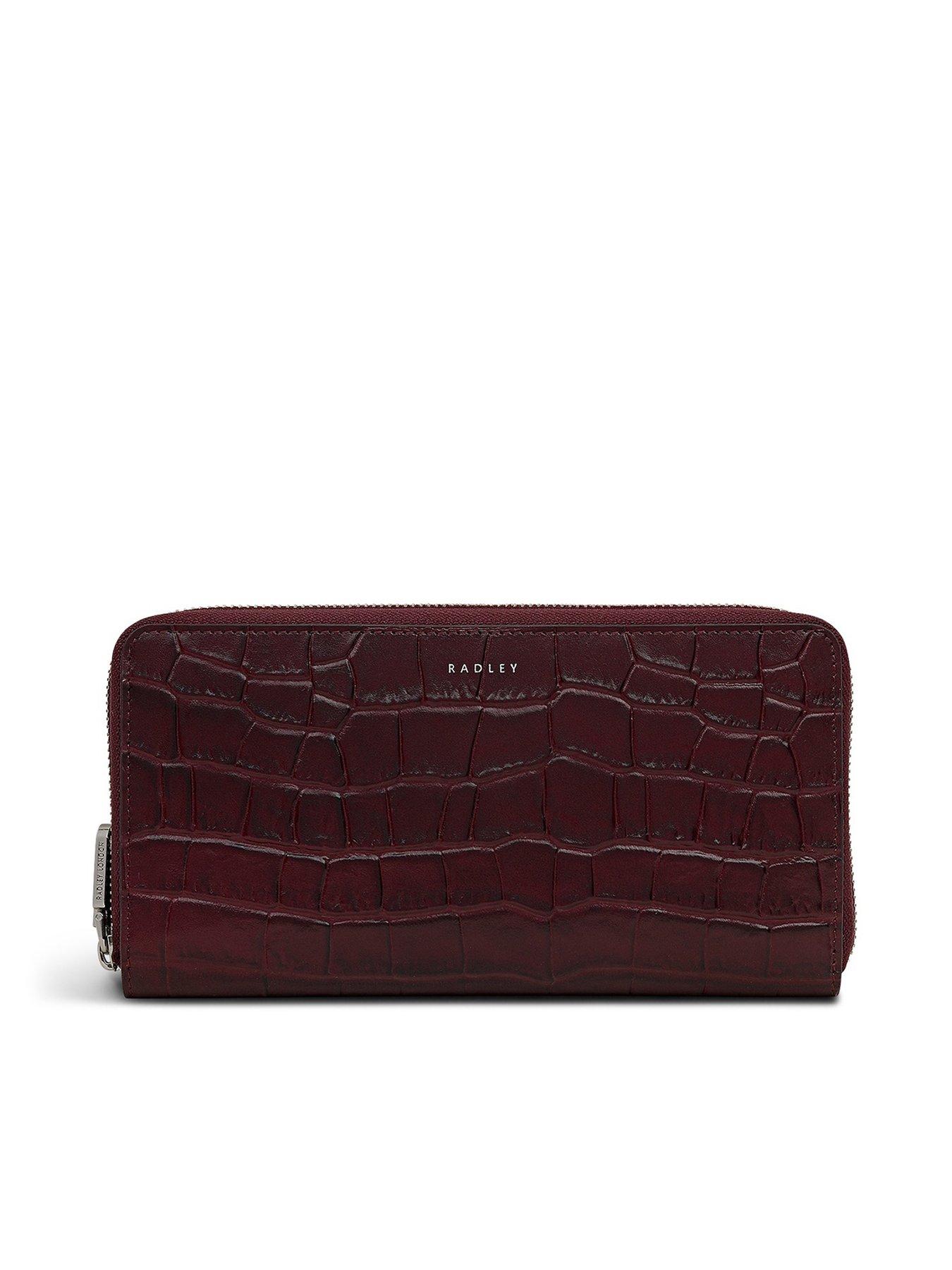 Radley Dukes Place Faux Croc Large Zip Around Wallet Dark Cherry