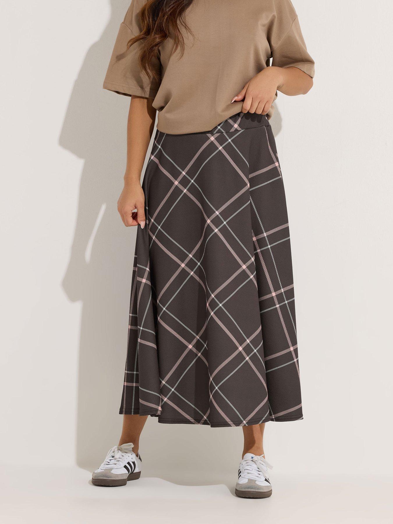 Image 1 of 4 of PixieGirl Petite Check Midaxi Skirt