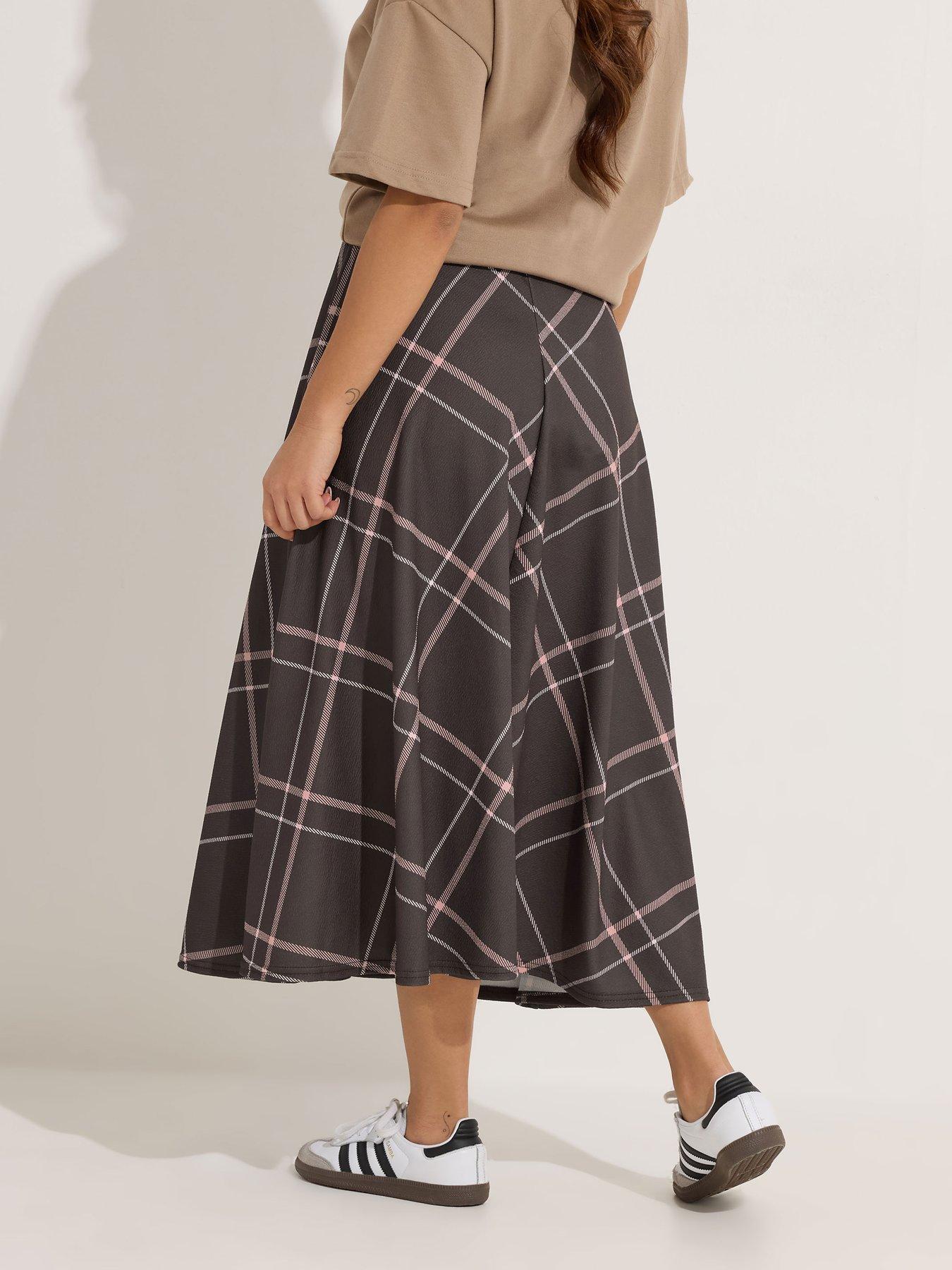 Image 2 of 4 of PixieGirl Petite Check Midaxi Skirt