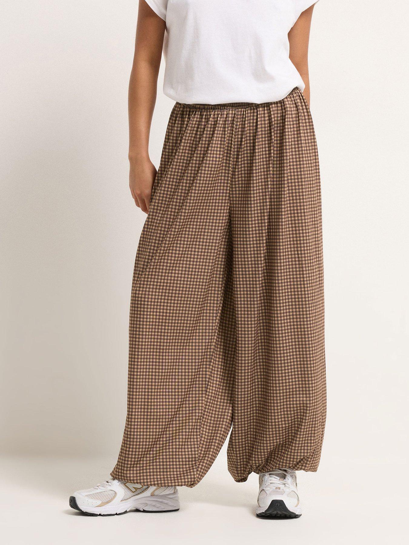 PixieGirl Petite Micro Gingham Balloon Trousers