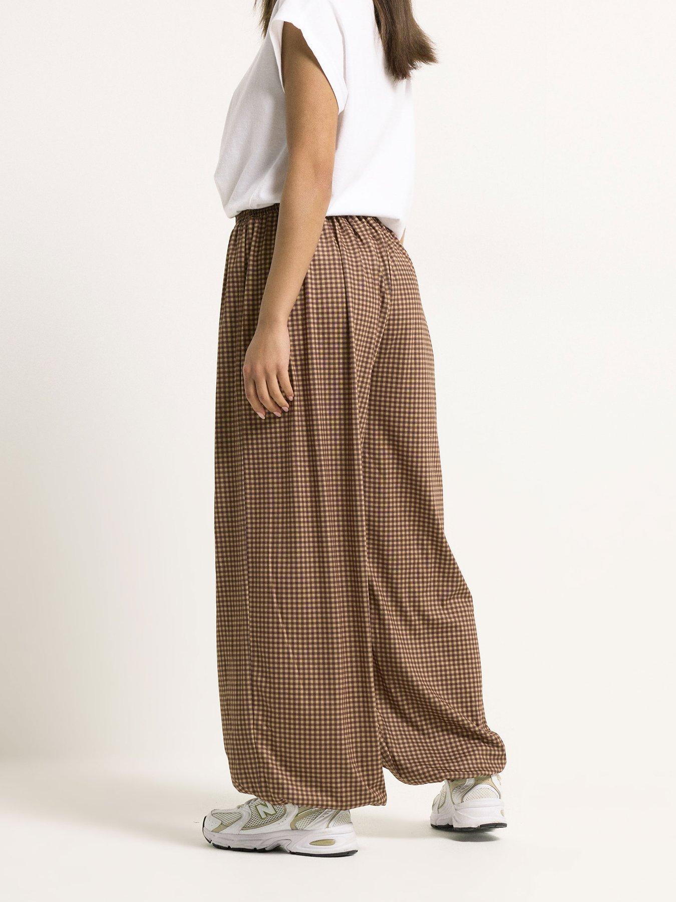 Image 2 of 4 of PixieGirl Petite Micro Gingham Balloon Trousers