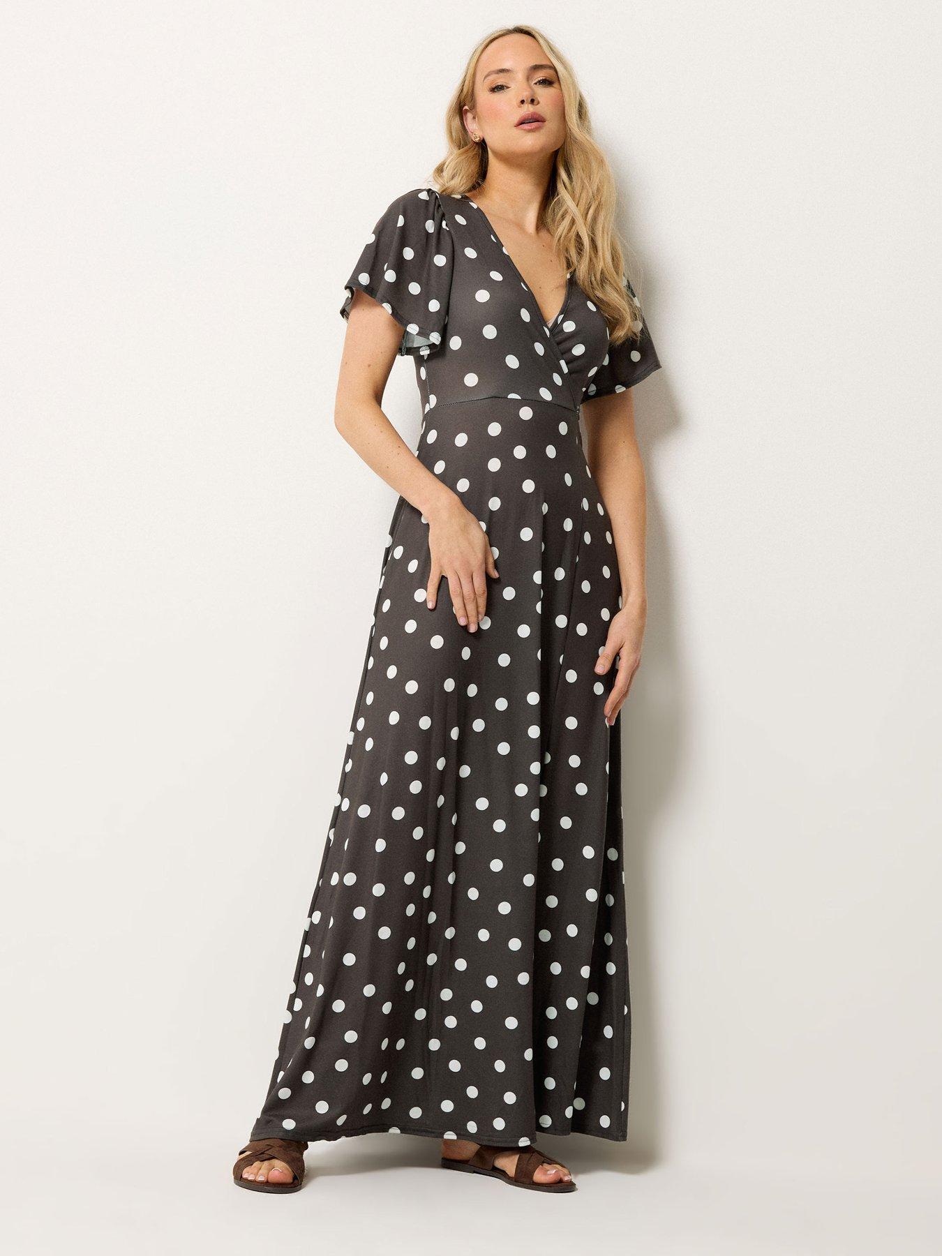Long Tall Sally Spot Wrap Maxi Dress - Brown