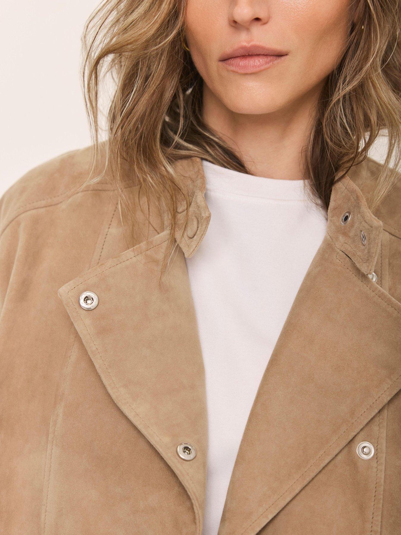 Image 4 of 6 of Mint Velvet Sand Suede Bomber Jacket