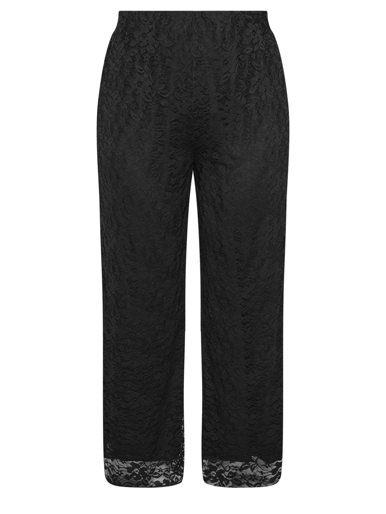 Image 5 of 5 of Yours Curve Lined Lace Trousers - Black