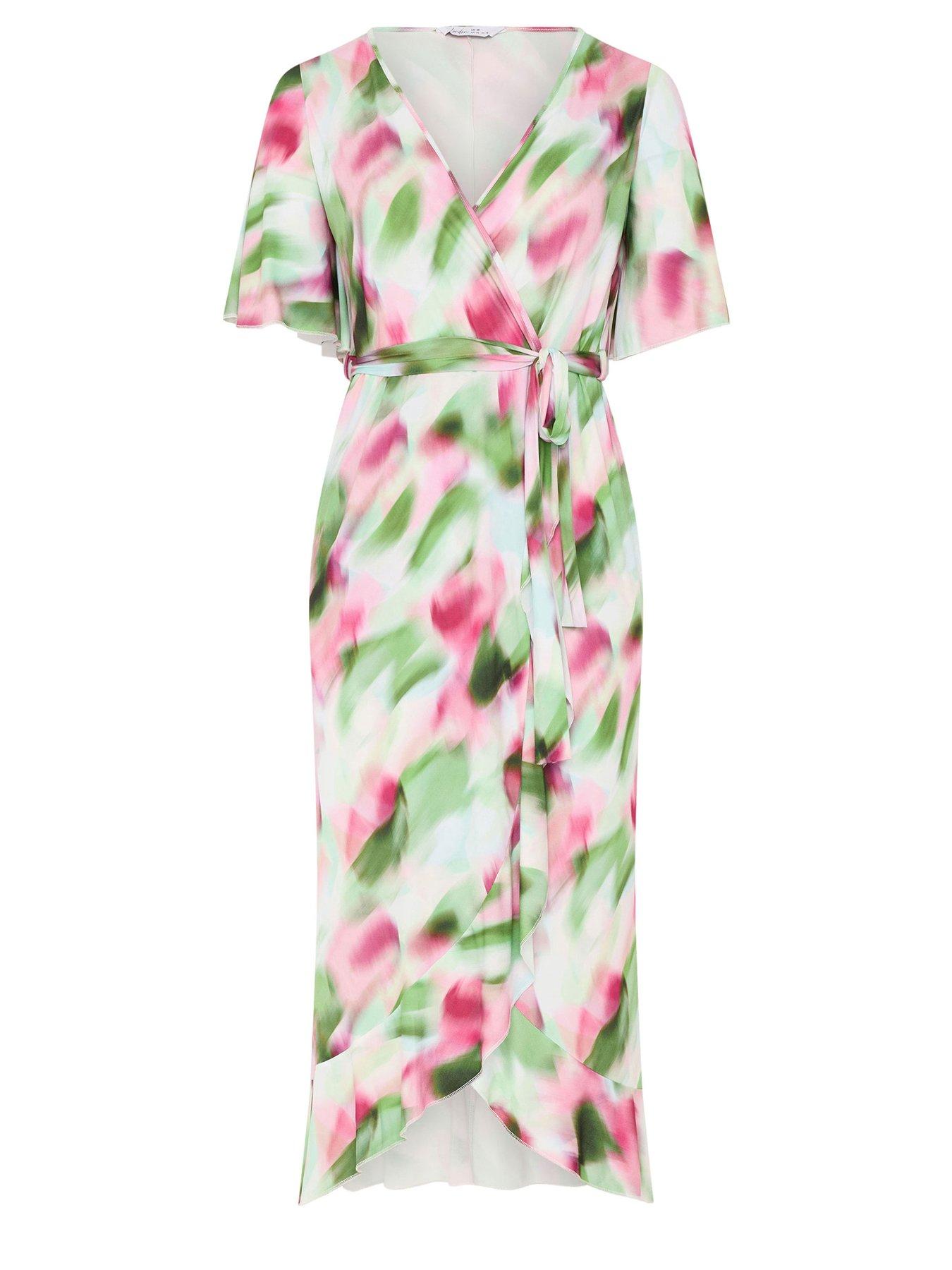 Image 5 of 5 of Yours Curve Blur Wrap Ruffle Dress