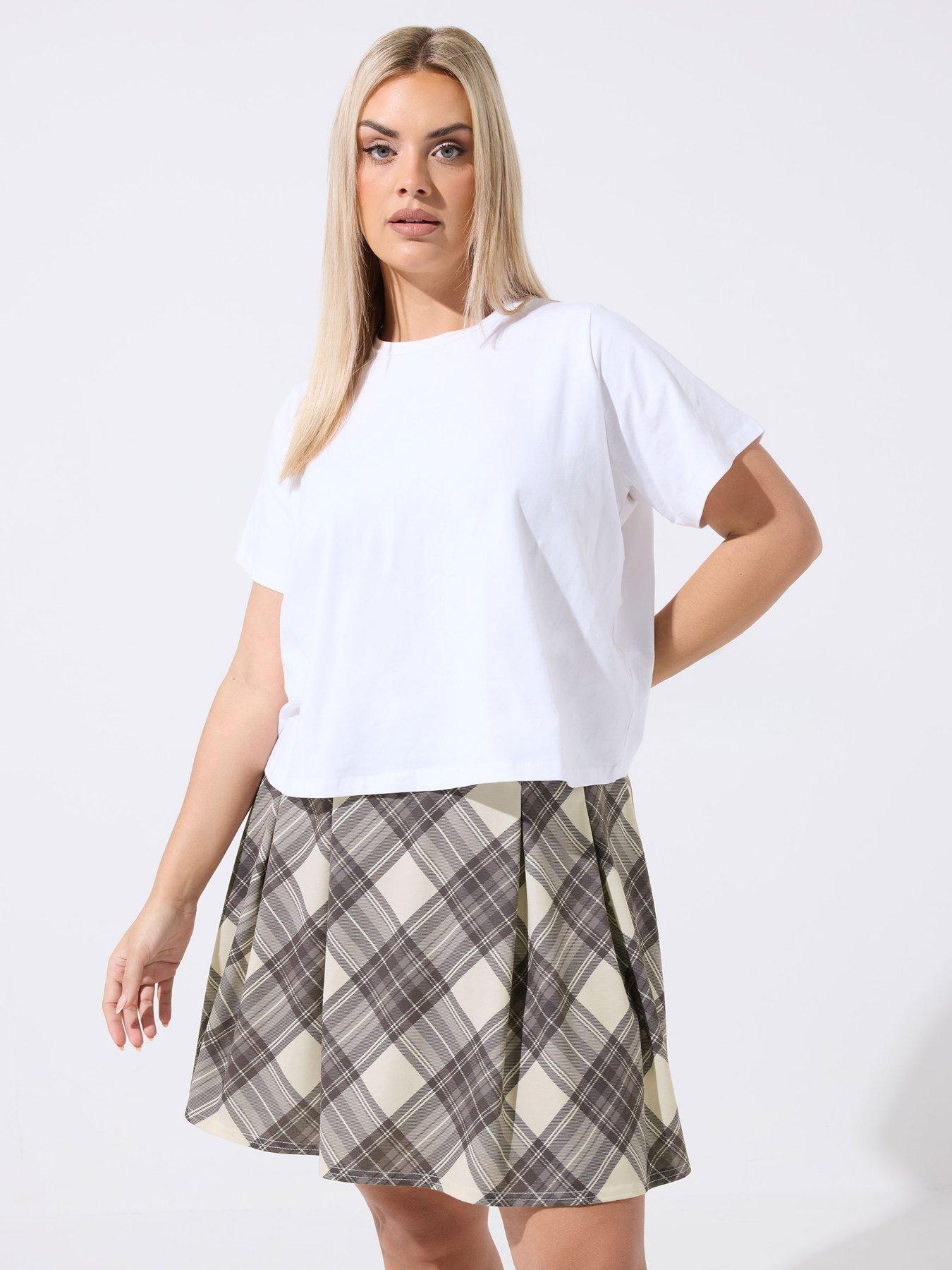 yours-curve-check-pleat-skirtfront