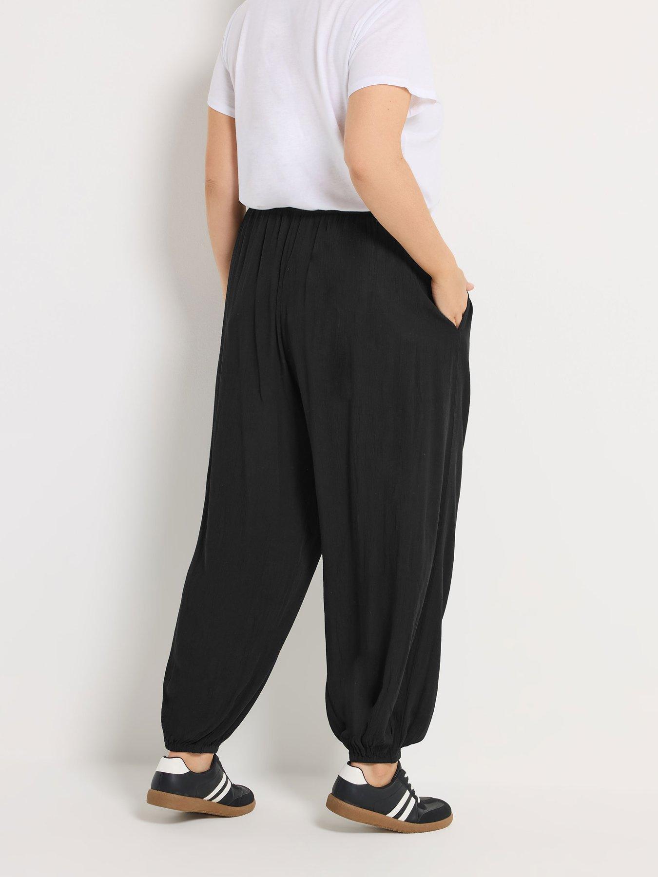 Image 2 of 5 of Yours Curve Woven Cuffed Balloon Trousers - Black