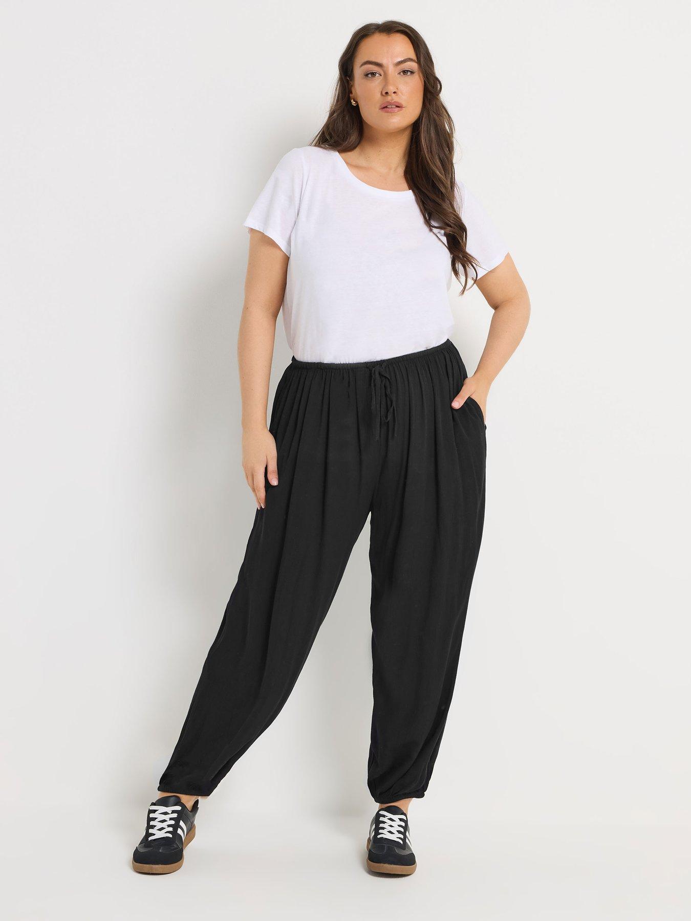 Image 3 of 5 of Yours Curve Woven Cuffed Balloon Trousers - Black