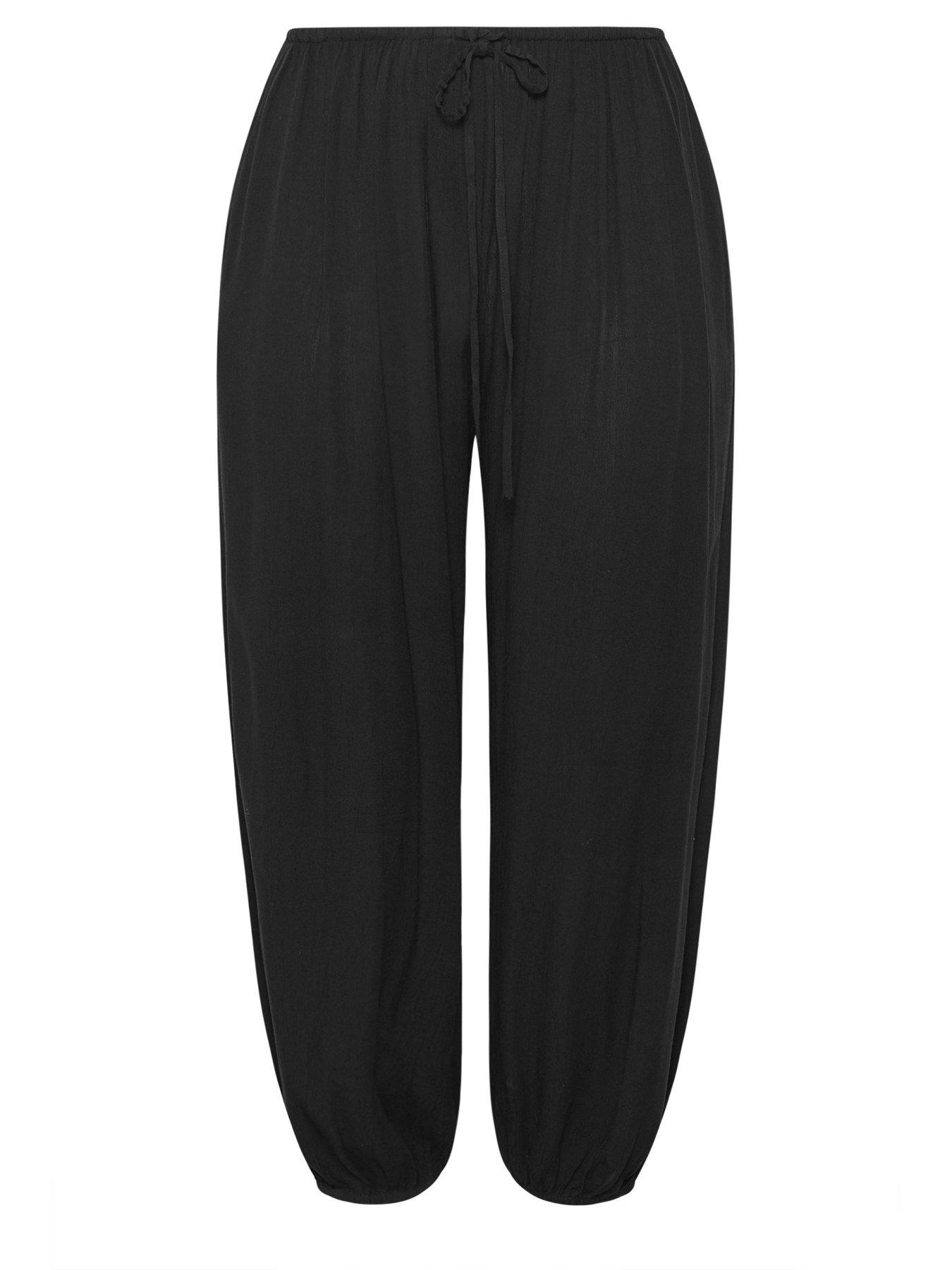 Image 5 of 5 of Yours Curve Woven Cuffed Balloon Trousers - Black