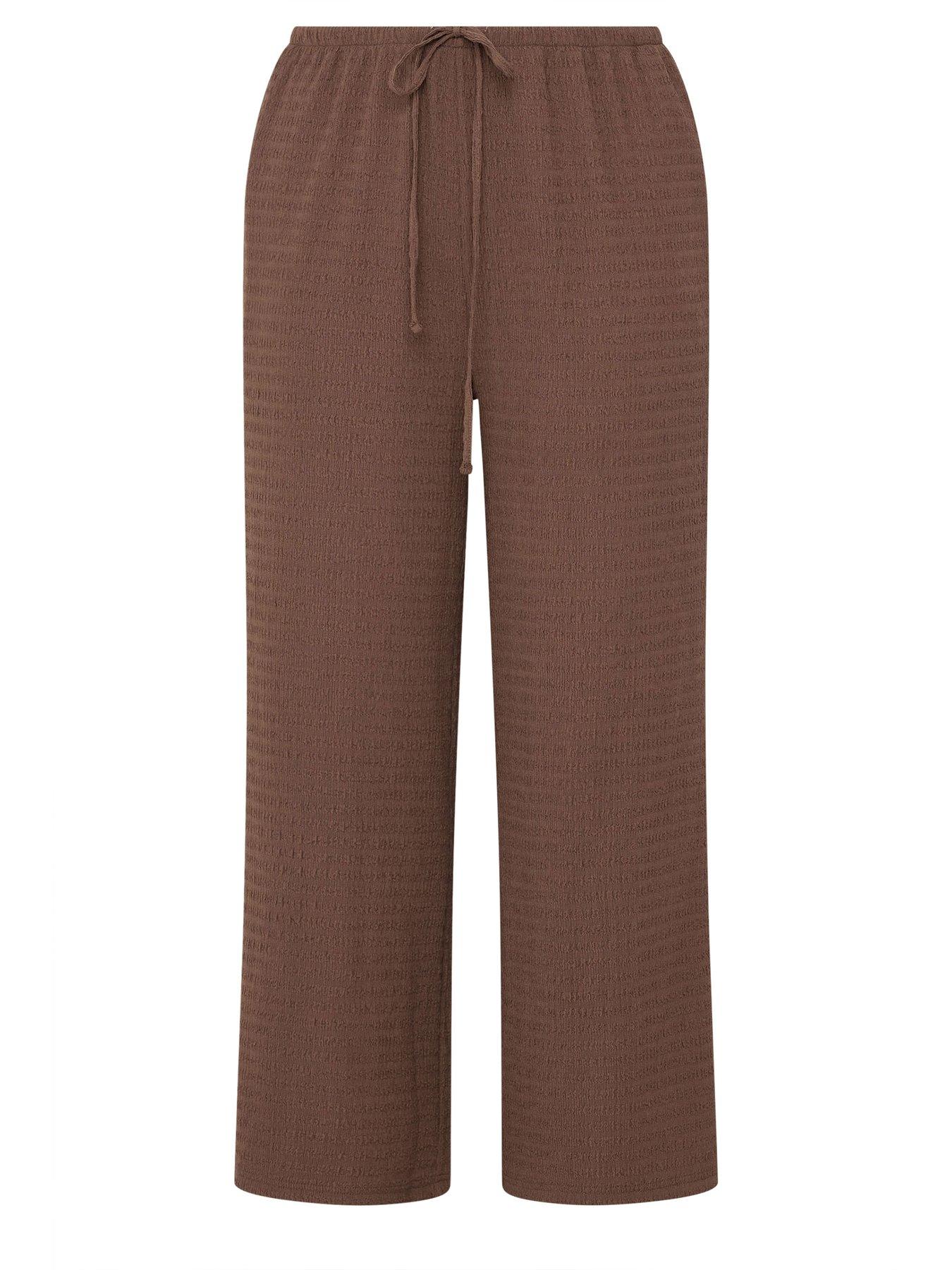yours-curve-wide-leg-textured-trousers-browndetail