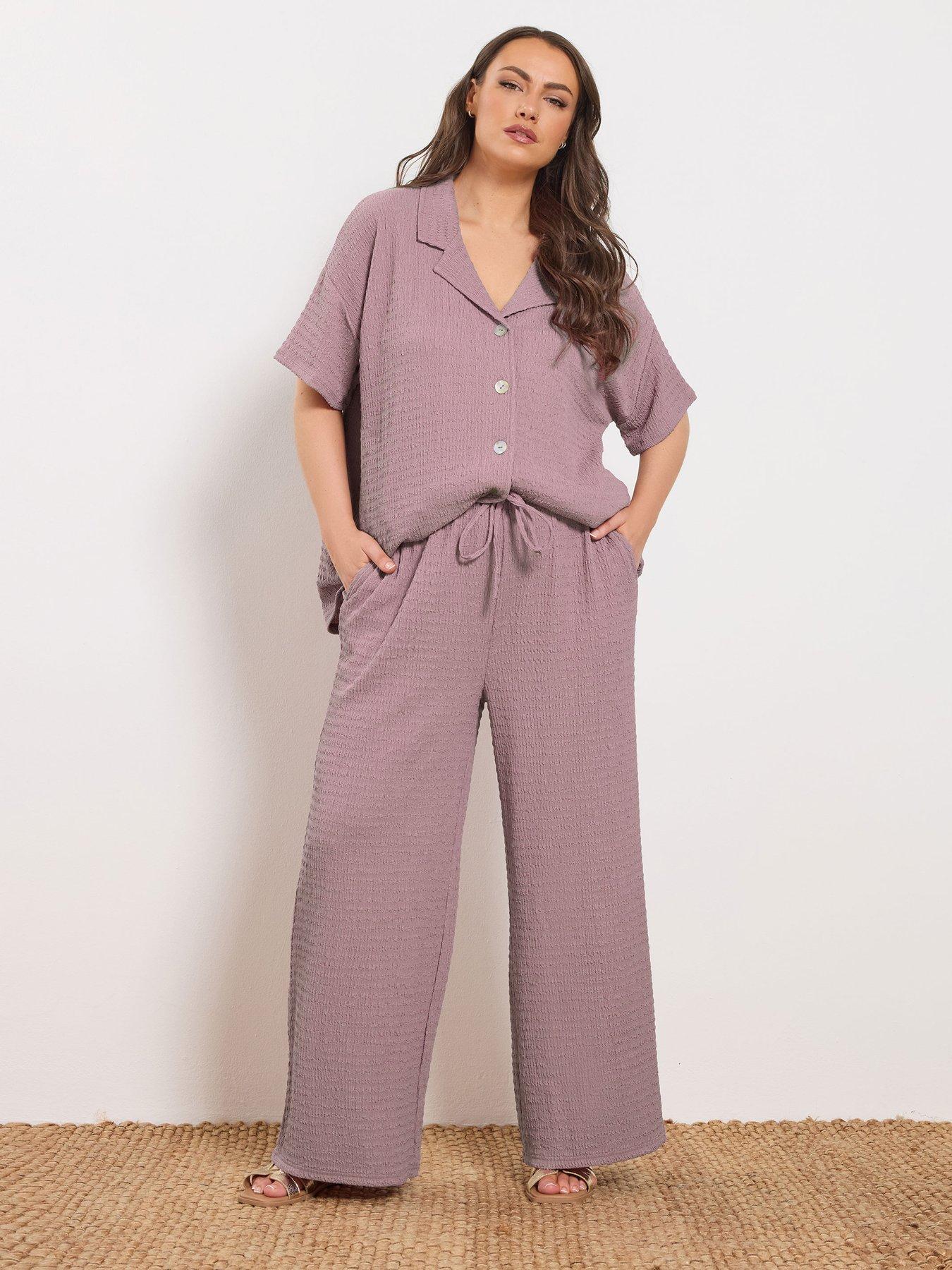 yours-curve-wide-leg-textured-trousers-pinkback