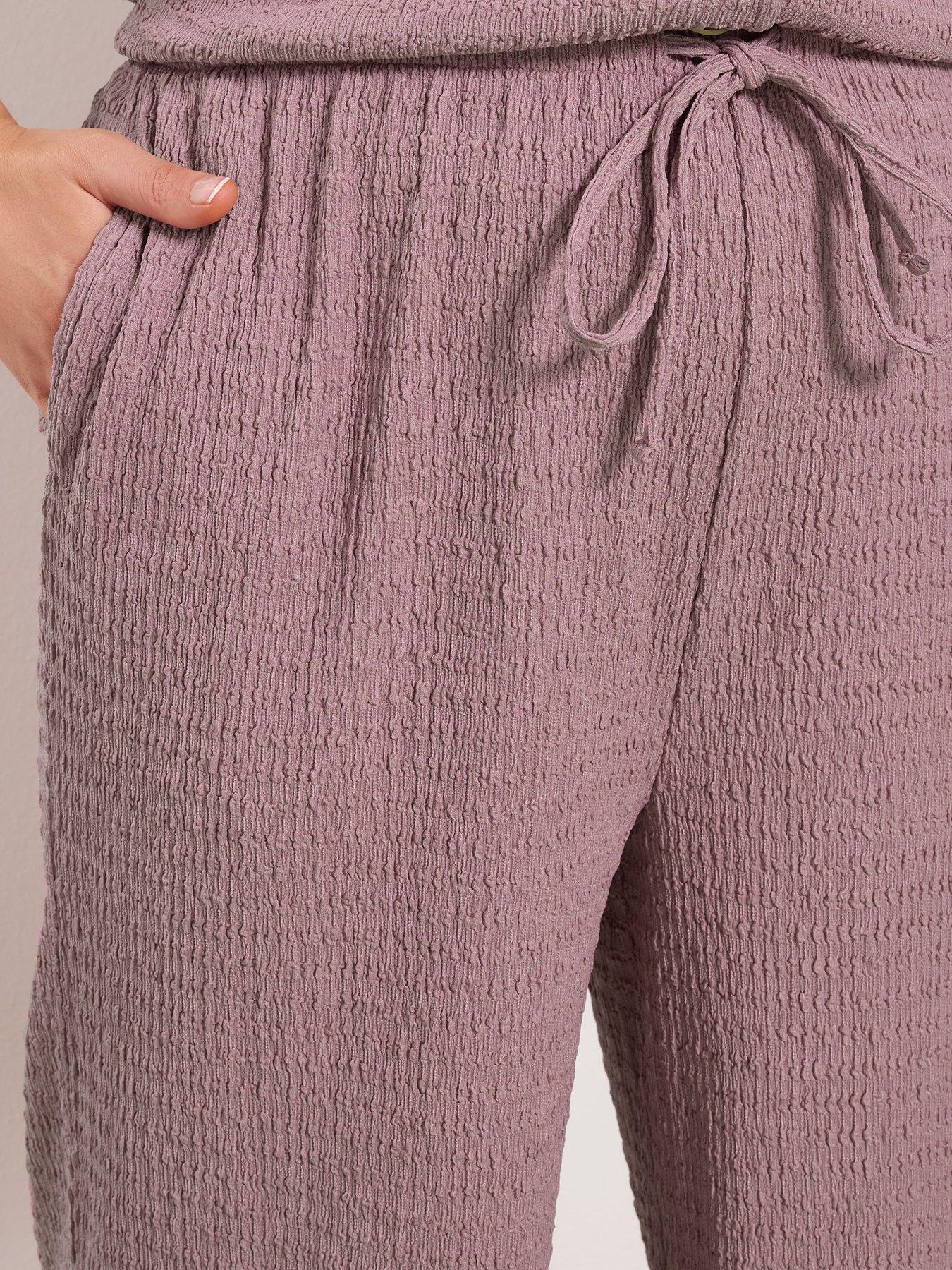 yours-curve-wide-leg-textured-trousers-pinkoutfit