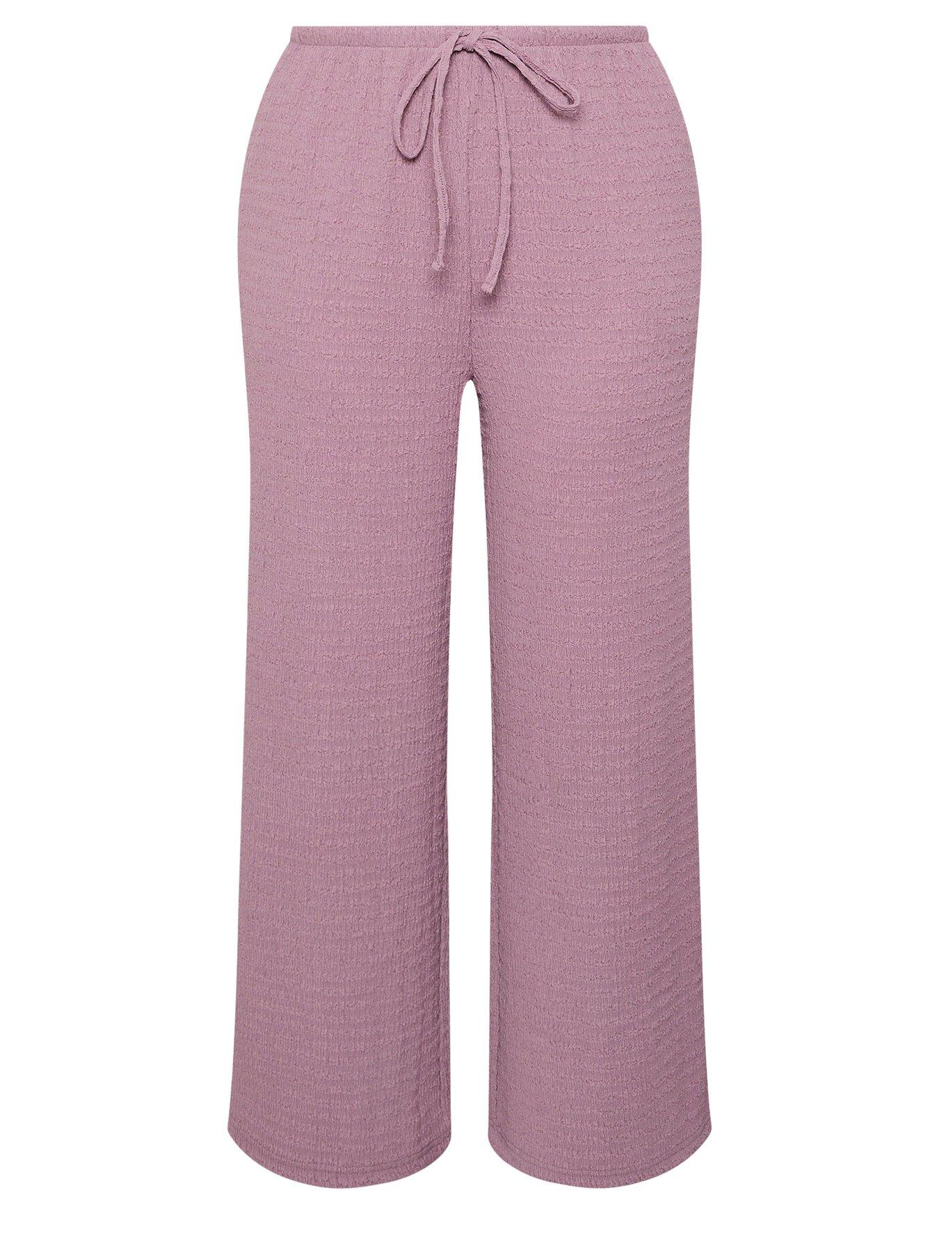 yours-curve-wide-leg-textured-trousers-pinkdetail