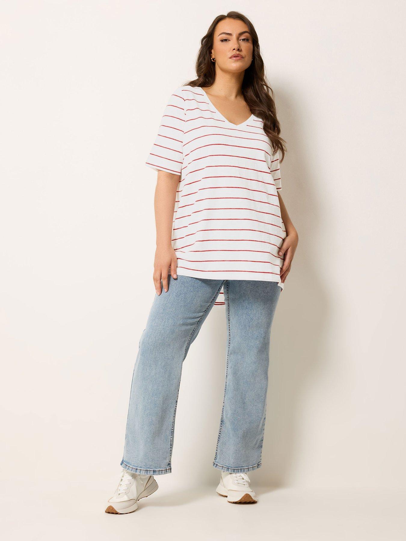 yours-curve-v-neck-stripe-t-shirt-whiteback