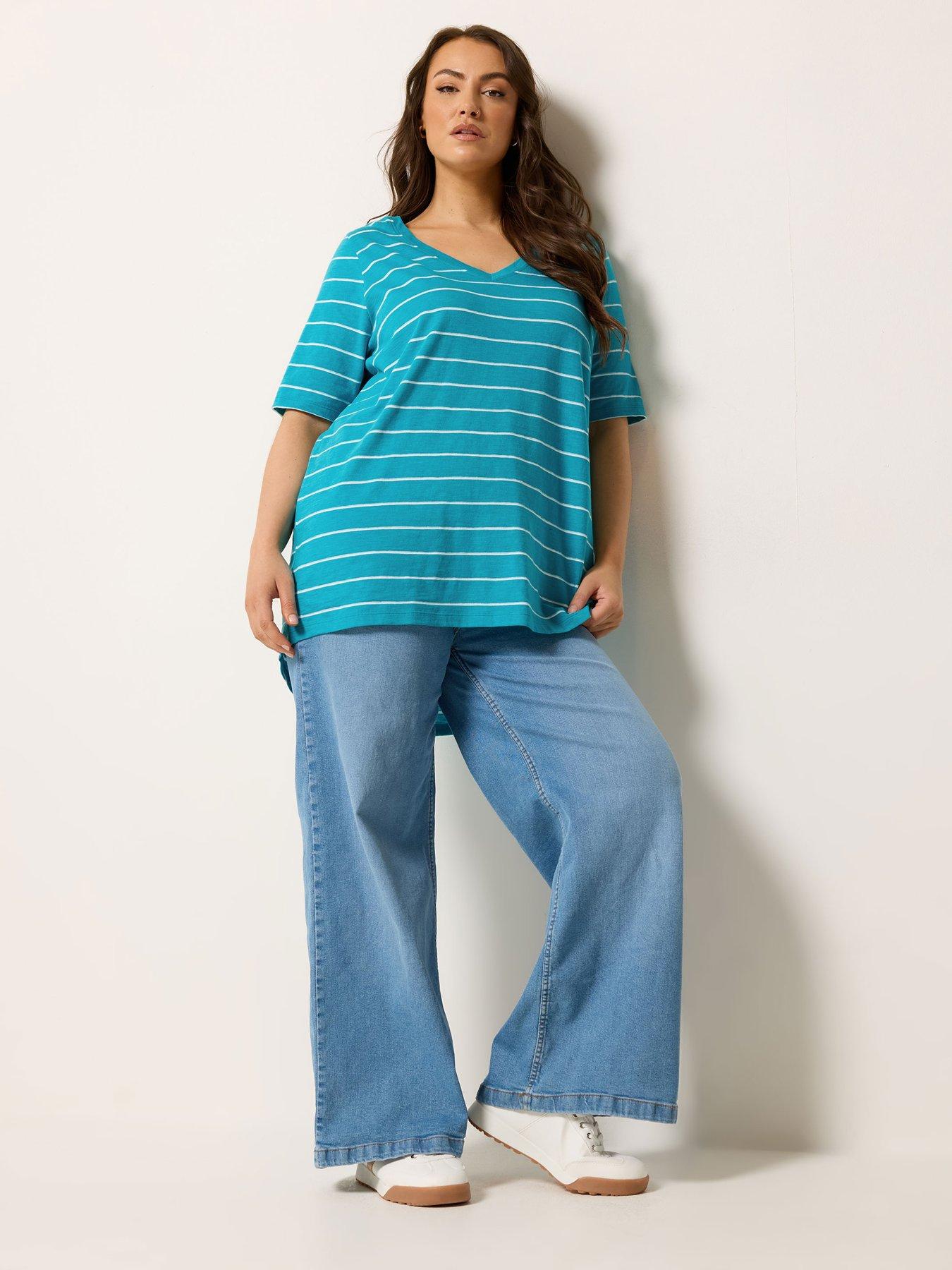 yours-curve-v-neck-stripe-t-shirt-blueback