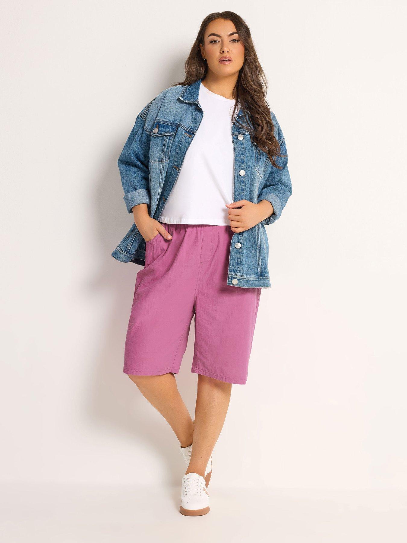 Image 3 of 4 of Yours Curve Cool Cotton Shorts - Pink