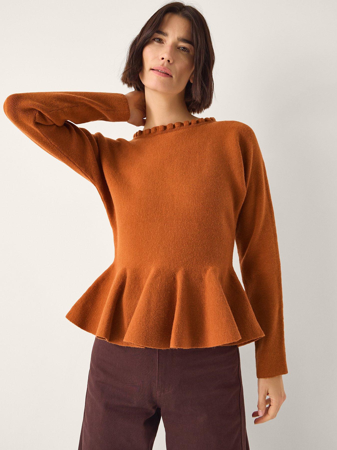 Monsoon Peony Peplum Jumper - Orange