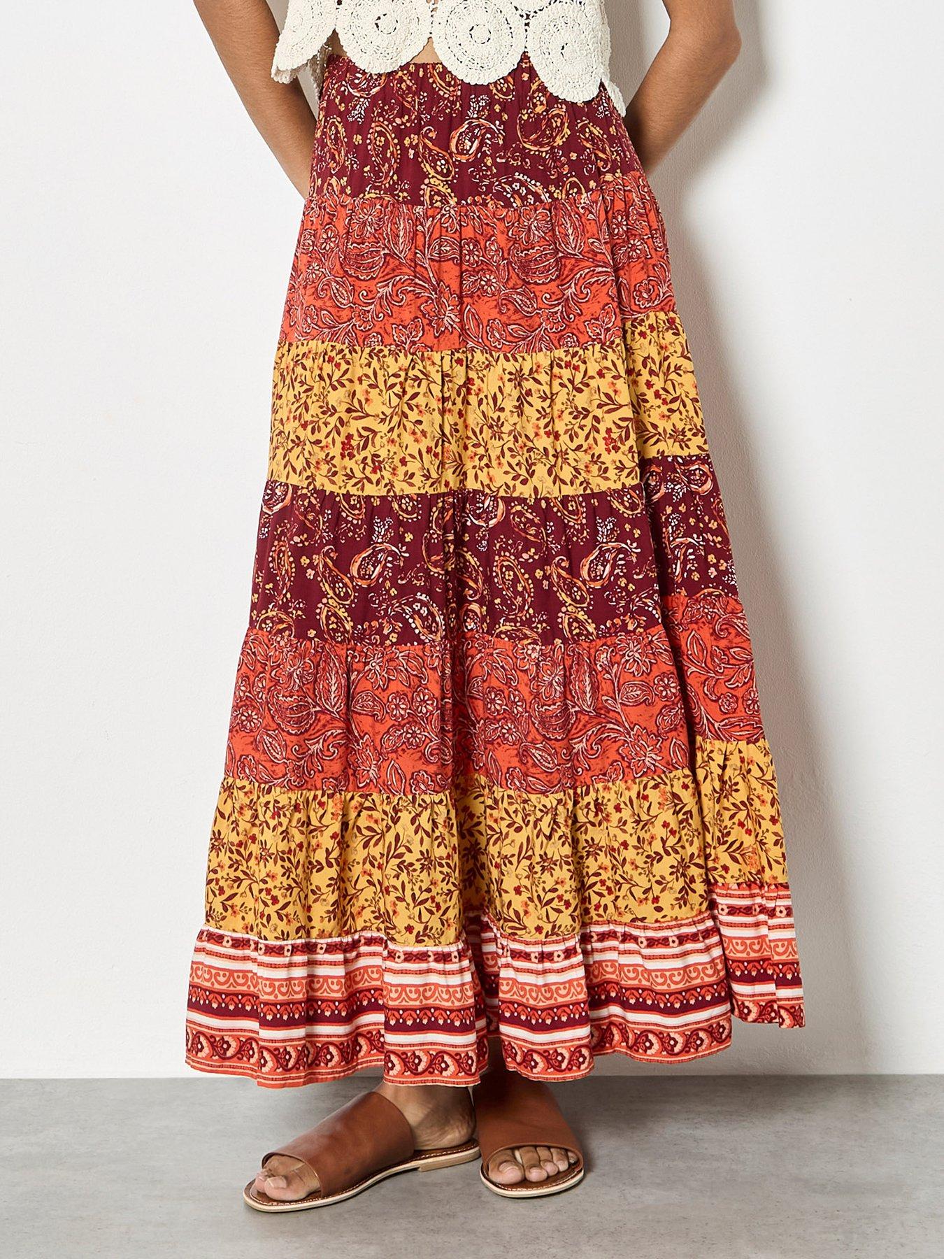 Apricot Apricot Multi Tier Patchwork Print Skirt
