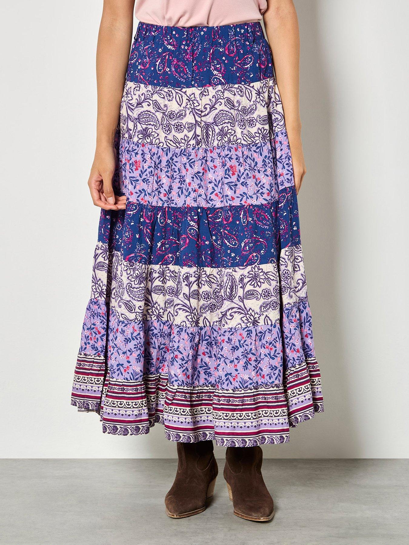apricot-apricot-multi-tier-patchwork-print-skirtfront