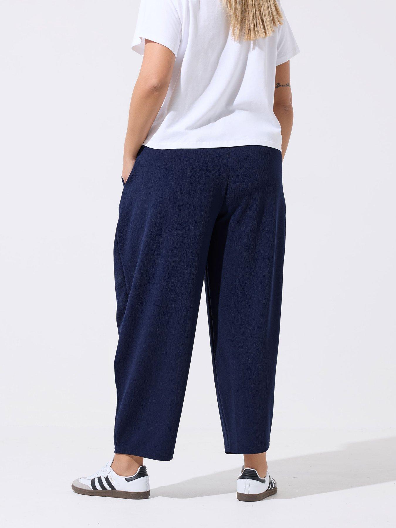 Image 2 of 4 of Yours Curve Barrel Pleat Trousers - Navy