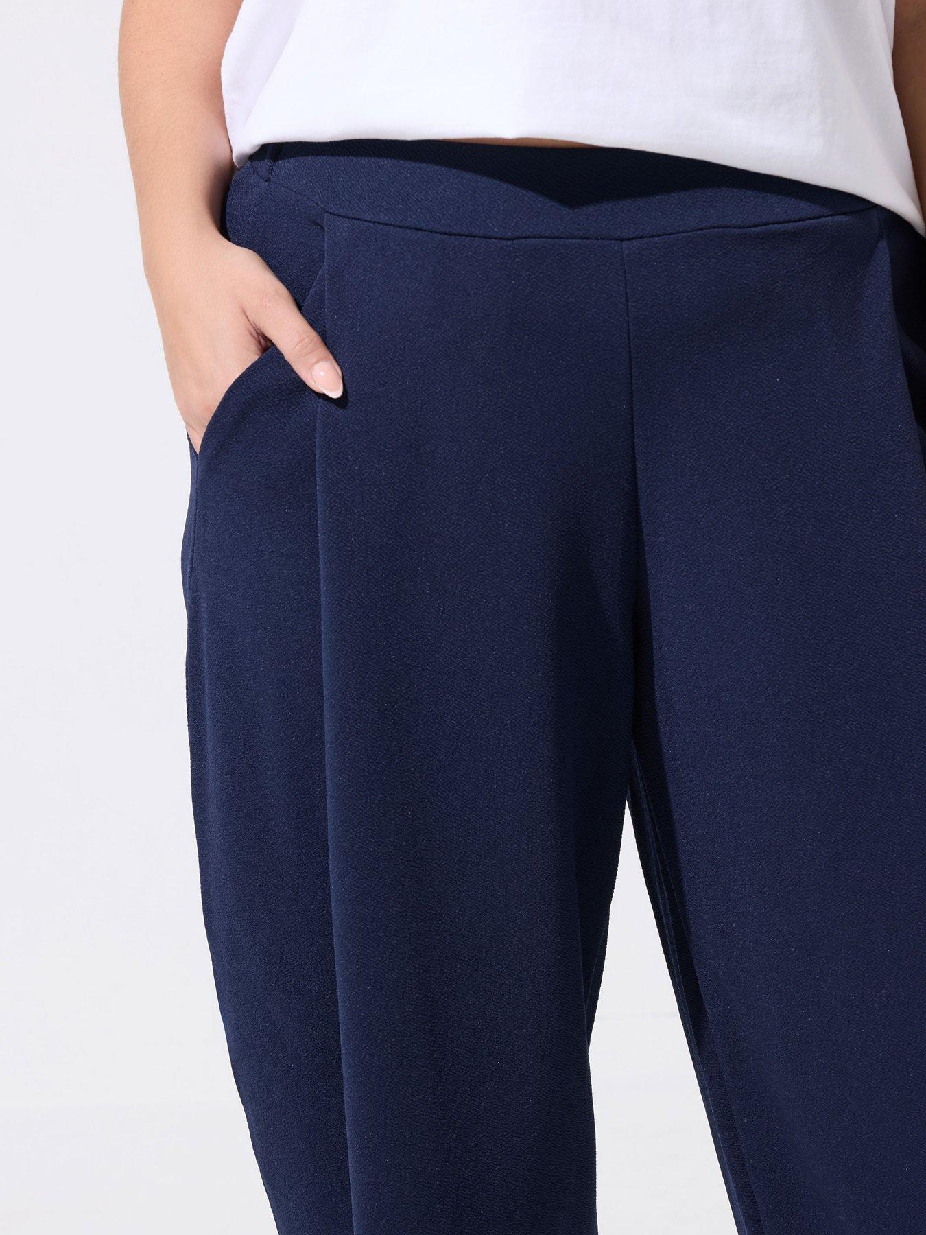 Image 4 of 4 of Yours Curve Barrel Pleat Trousers - Navy