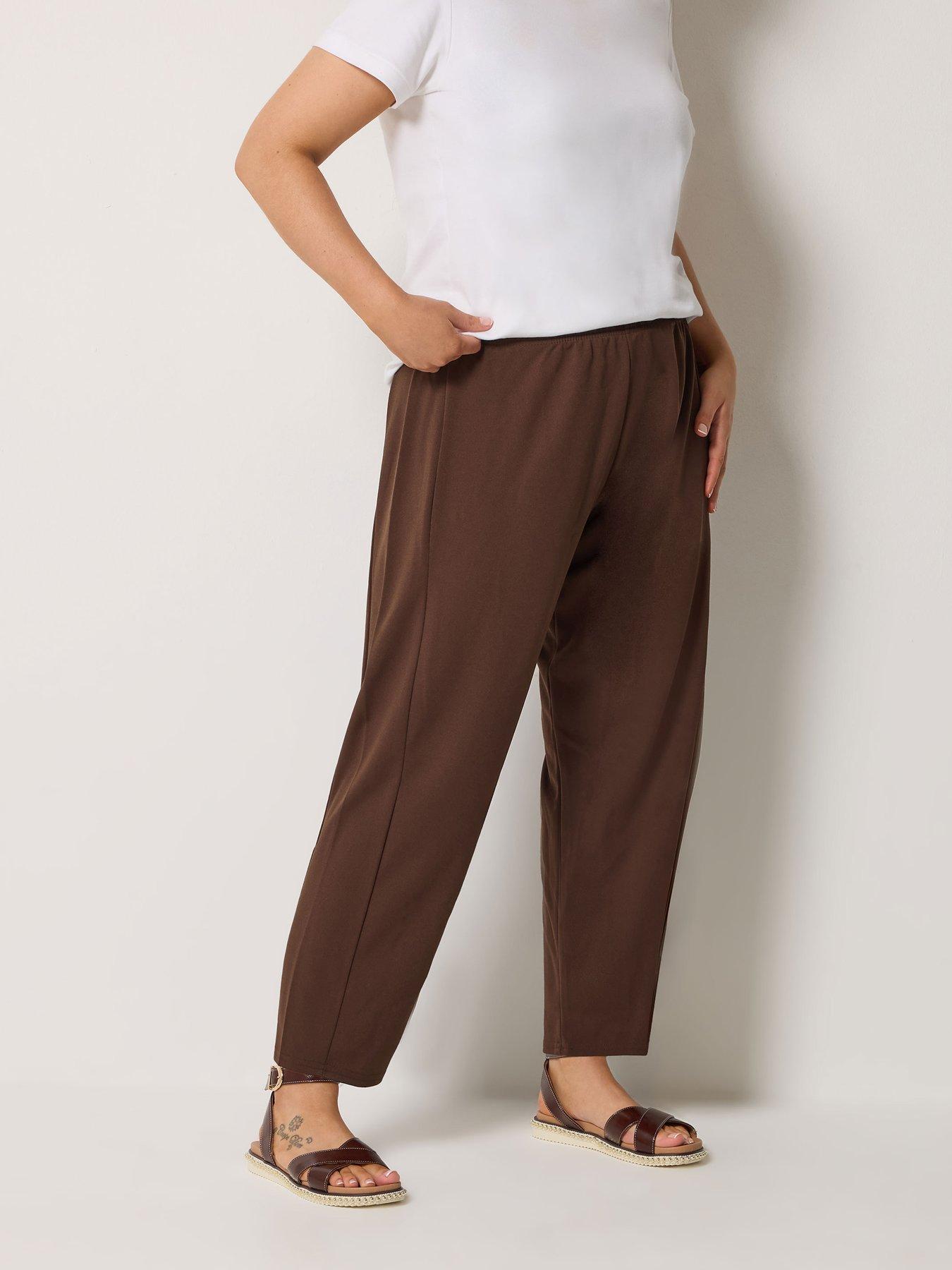 Image 1 of 5 of Yours Curve Barrel Trouser - Brown