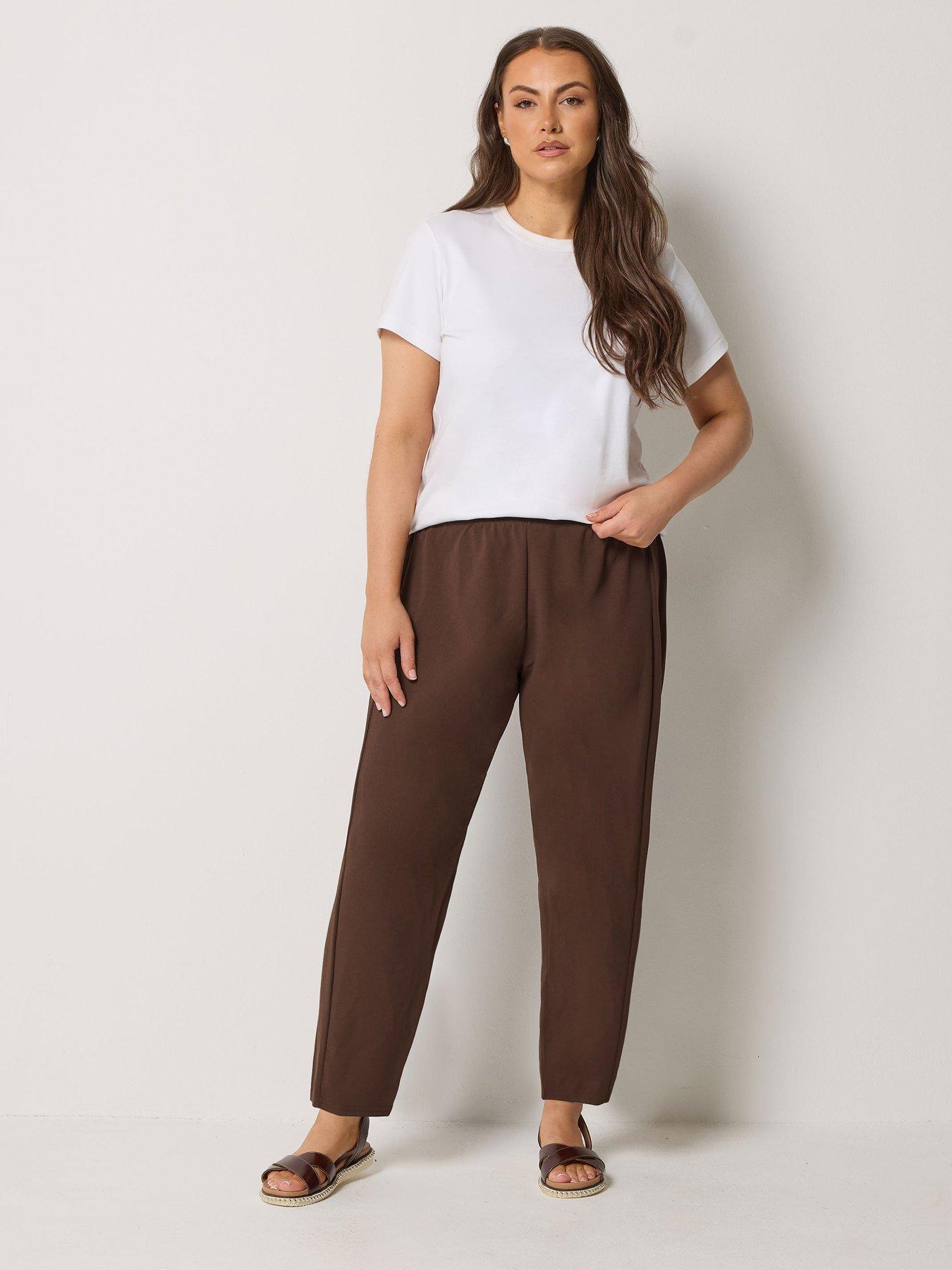 Image 3 of 5 of Yours Curve Barrel Trouser - Brown