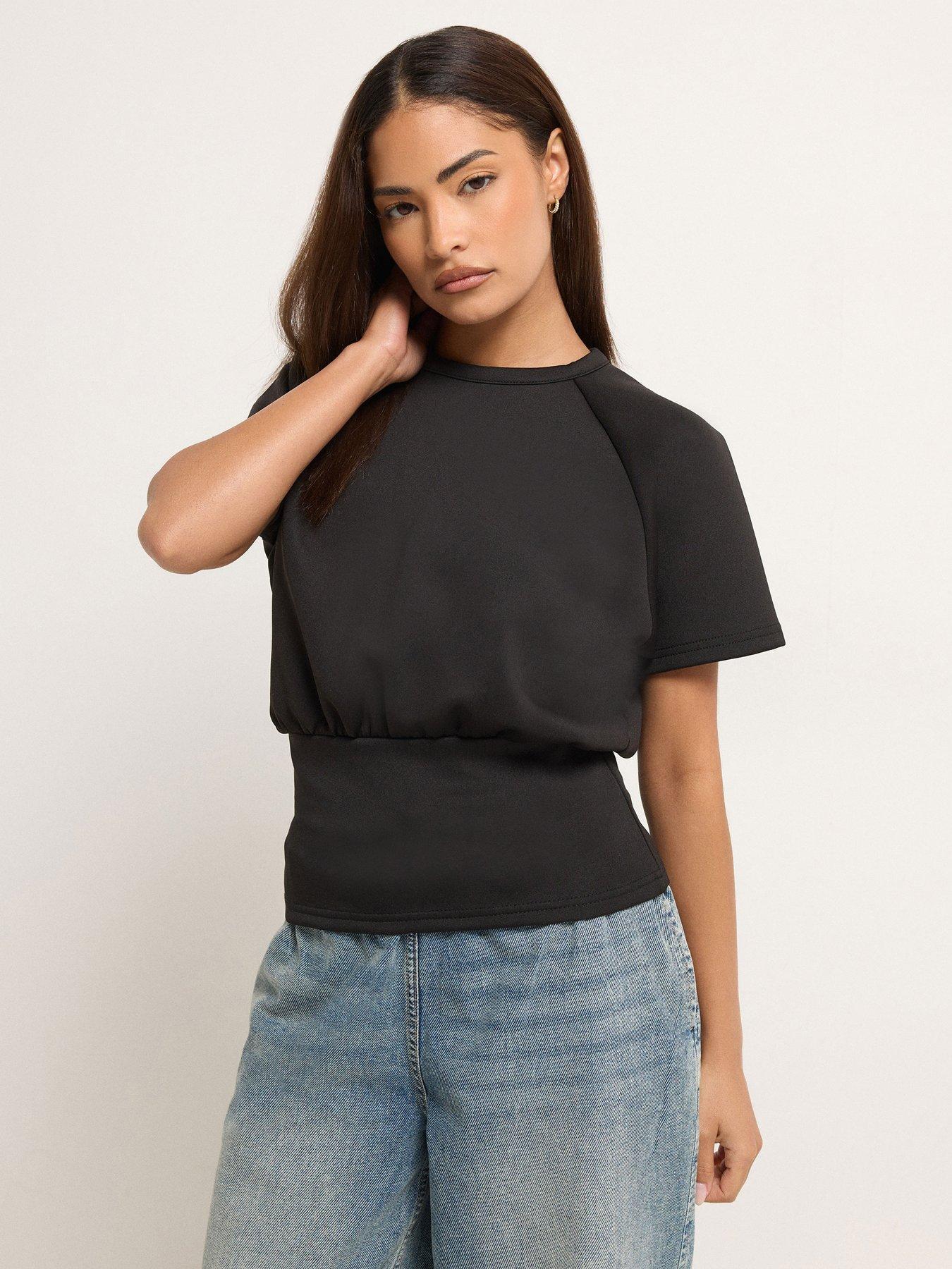Image 1 of 5 of PixieGirl Petite Scuba Raglan Top - Black