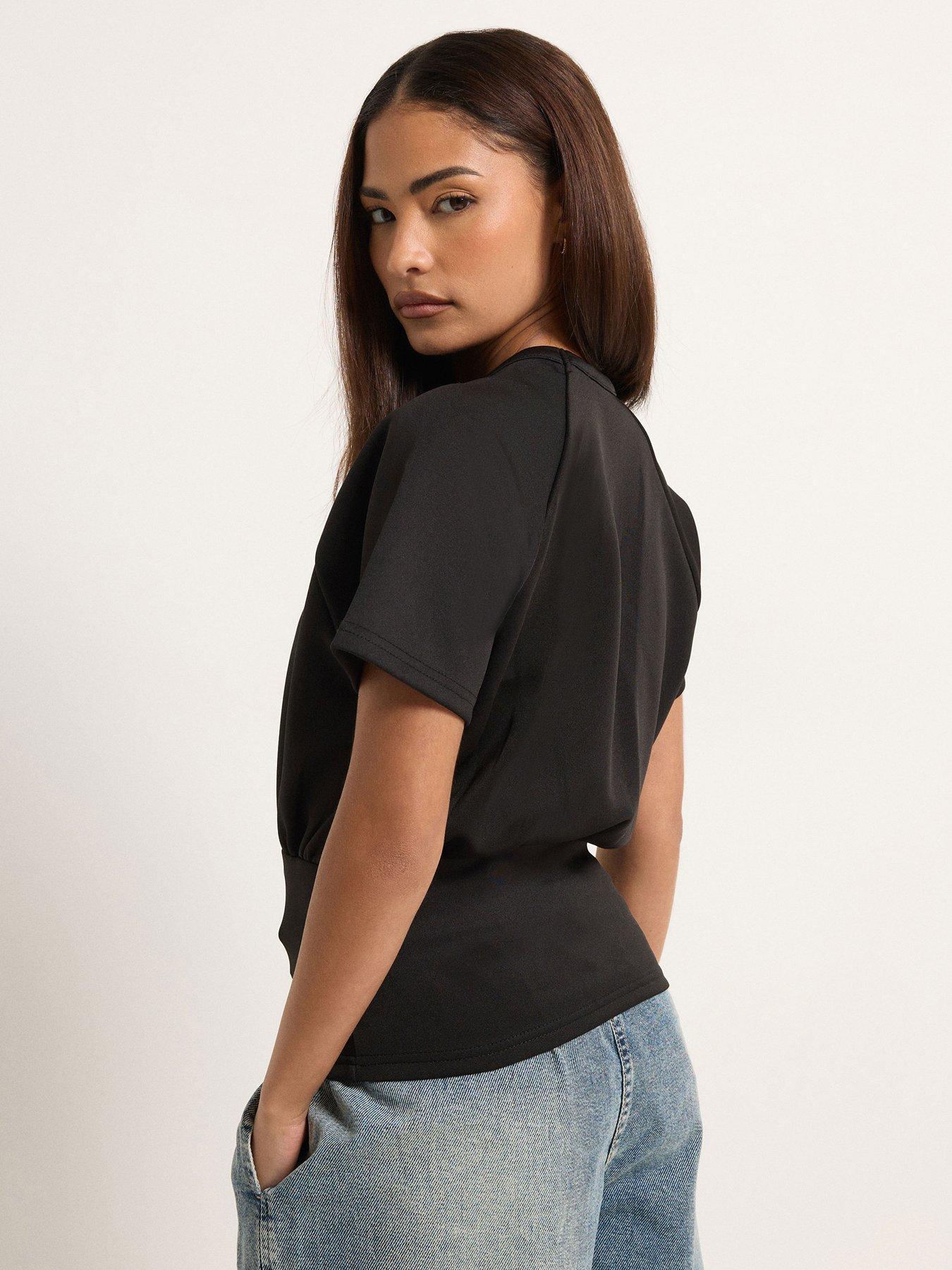 Image 2 of 5 of PixieGirl Petite Scuba Raglan Top - Black