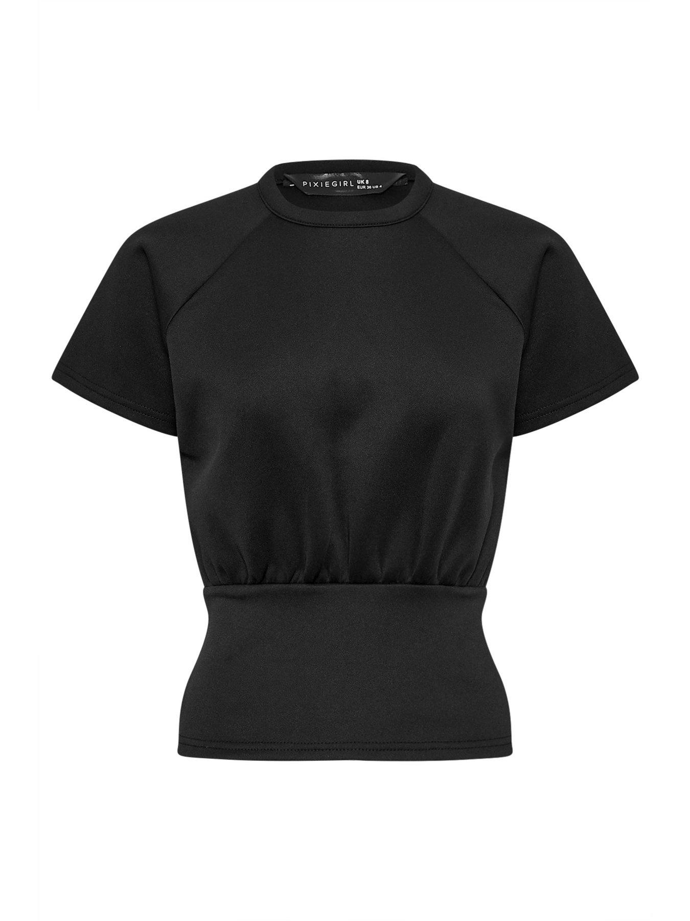 Image 5 of 5 of PixieGirl Petite Scuba Raglan Top - Black