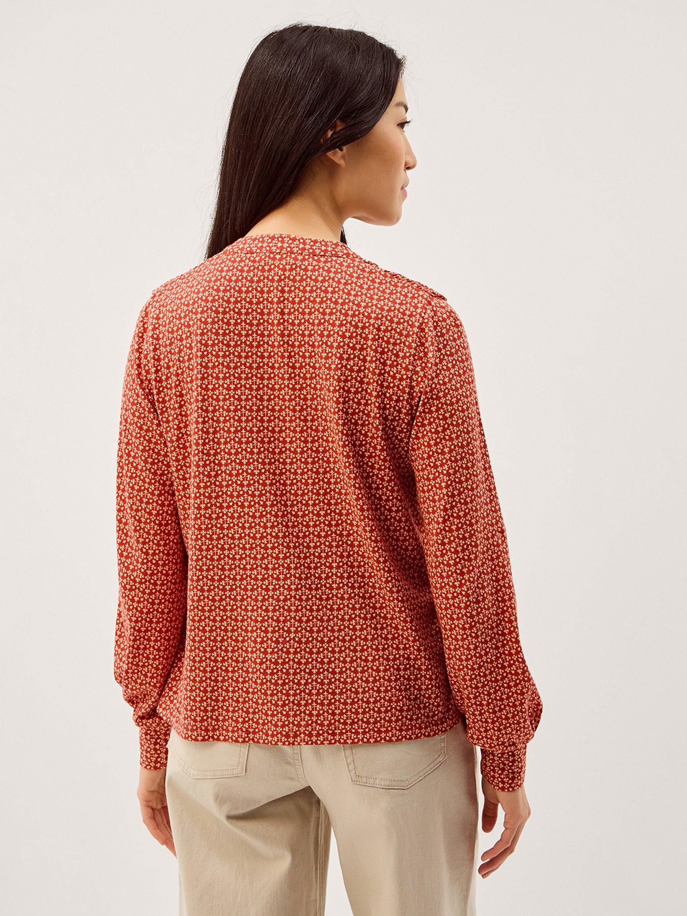 Image 2 of 5 of Monsoon Palmer Print Jersey Top - Red