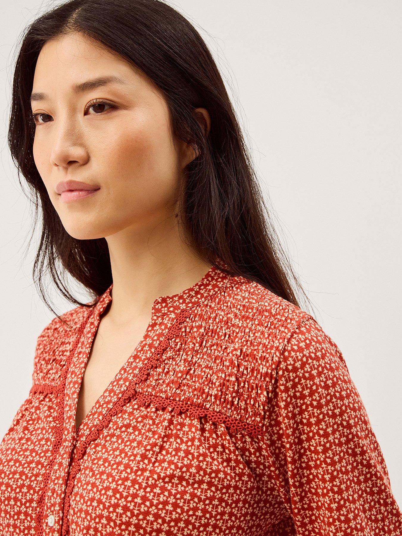 Image 4 of 5 of Monsoon Palmer Print Jersey Top - Red