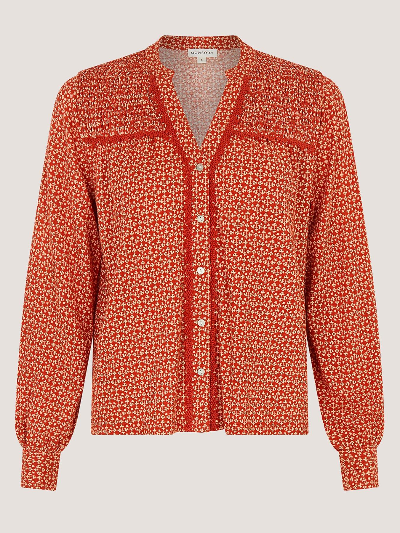 Image 5 of 5 of Monsoon Palmer Print Jersey Top - Red