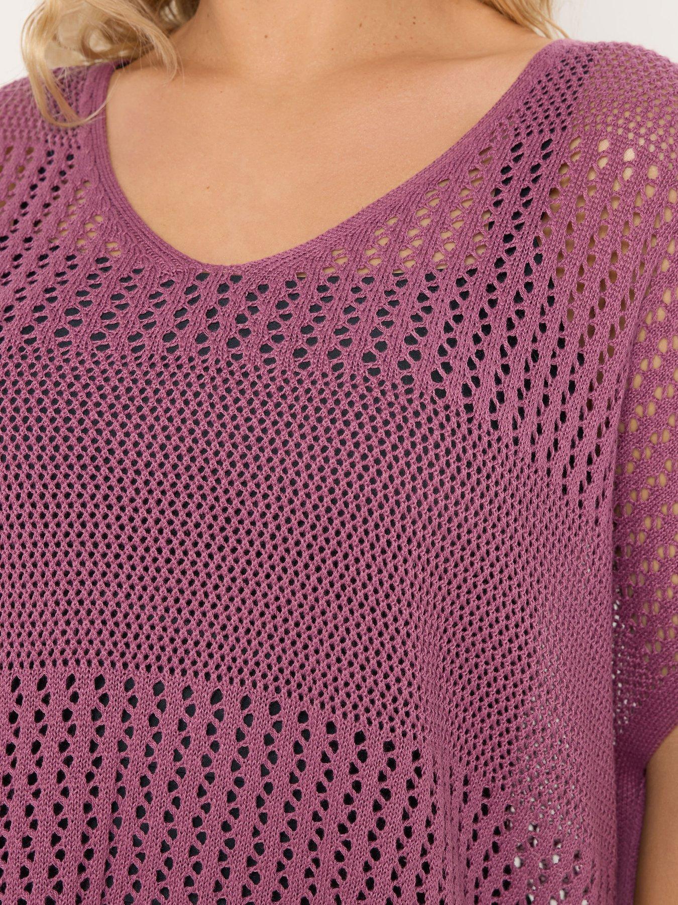 Image 5 of 5 of Yours Curve Crochet Beach Cover Up - Pink