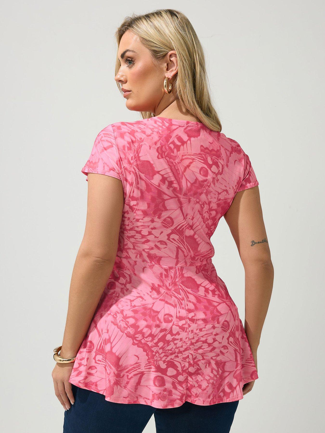 Image 2 of 5 of Yours Curve Abstract Butterfly Wrap Front Top