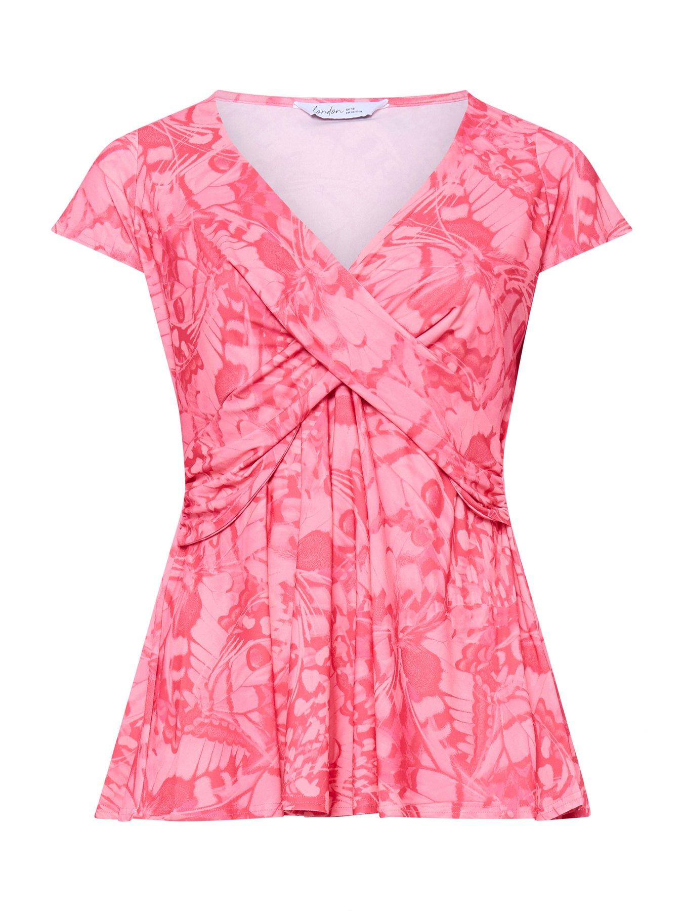 Image 5 of 5 of Yours Curve Abstract Butterfly Wrap Front Top