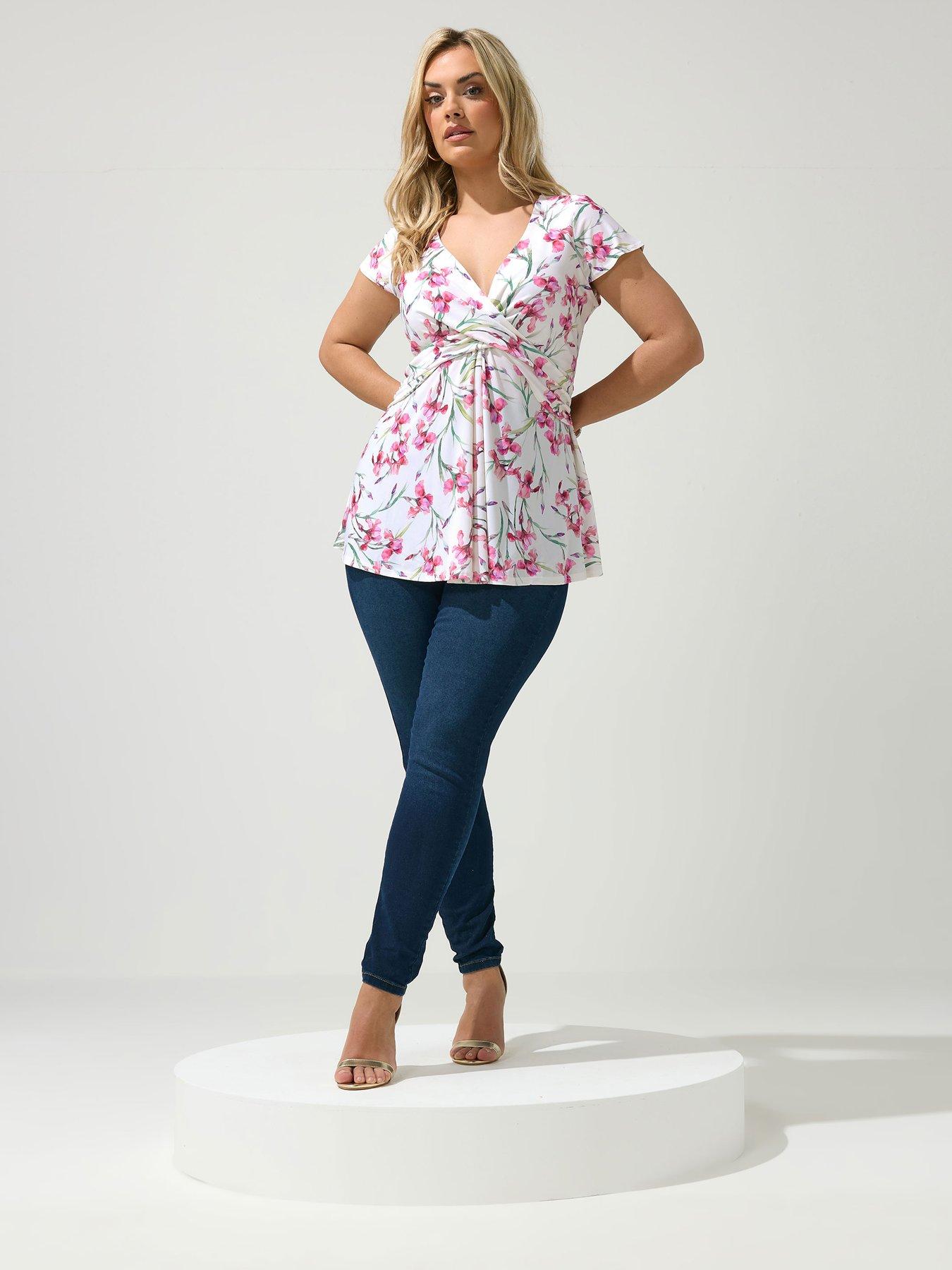 Image 3 of 5 of Yours Curve Floral Wrap Front Top