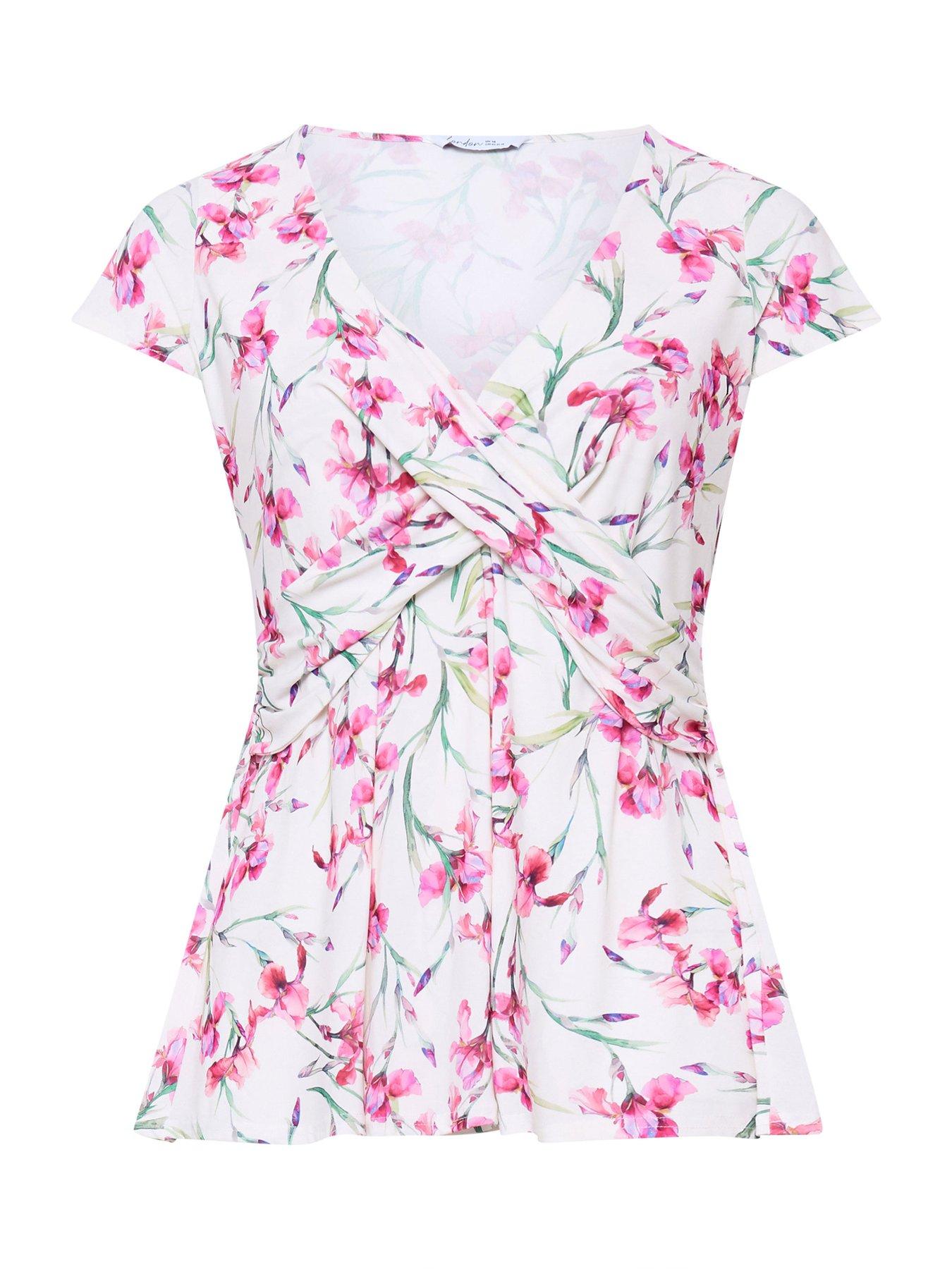 Image 5 of 5 of Yours Curve Floral Wrap Front Top