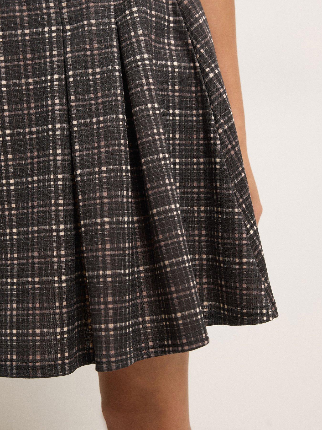 Image 4 of 5 of PixieGirl Petite Check Mini Skirt - Brown