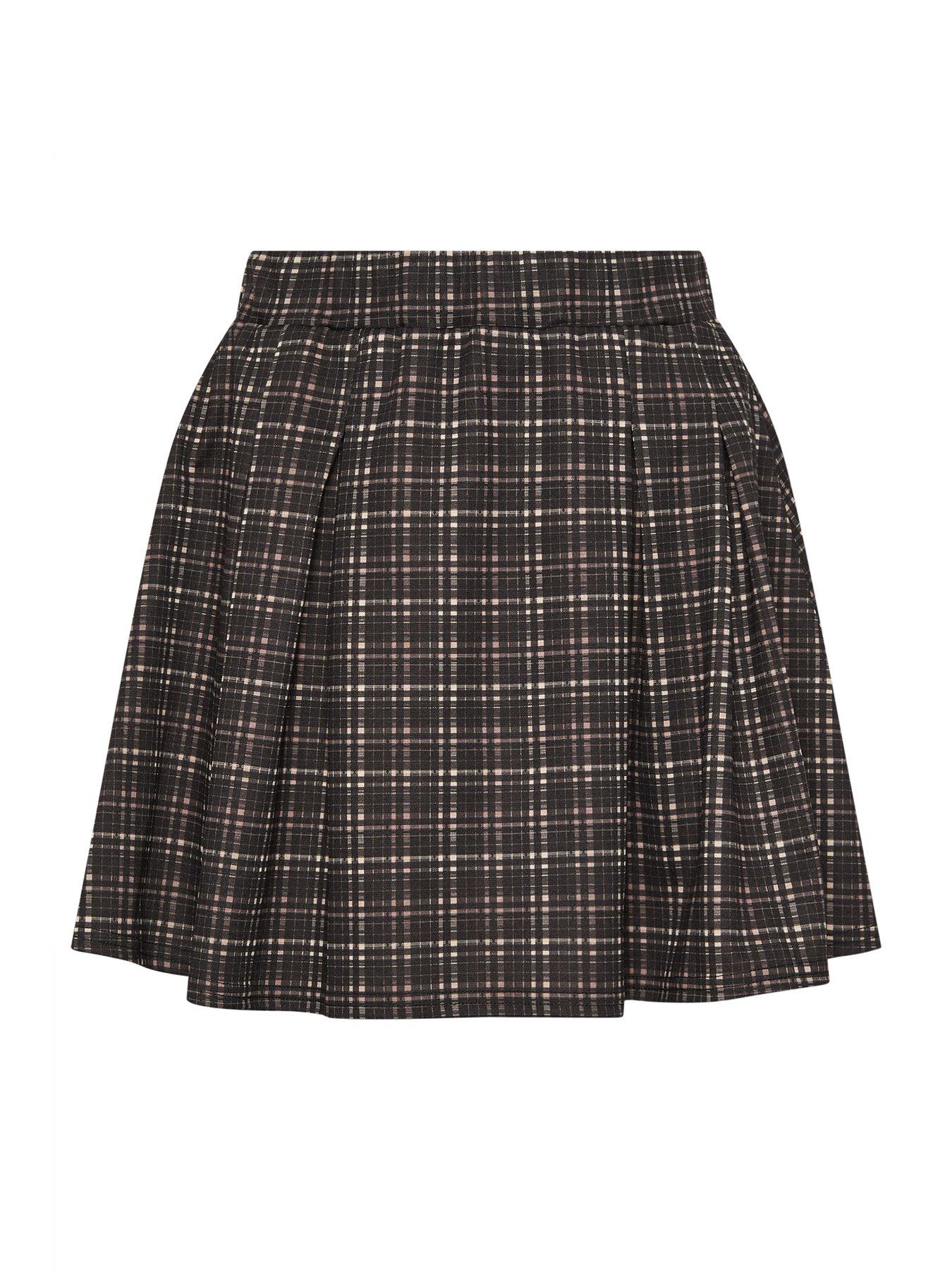Image 5 of 5 of PixieGirl Petite Check Mini Skirt - Brown