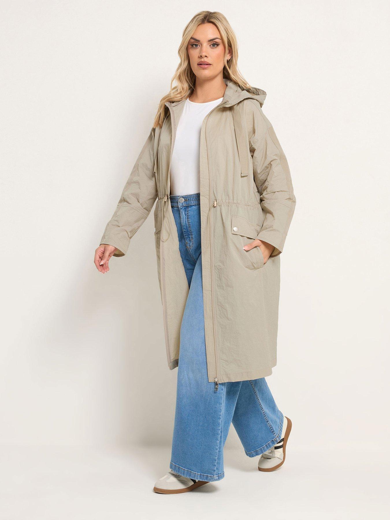 Image 1 of 6 of Yours Curve Longline Parka - Cream