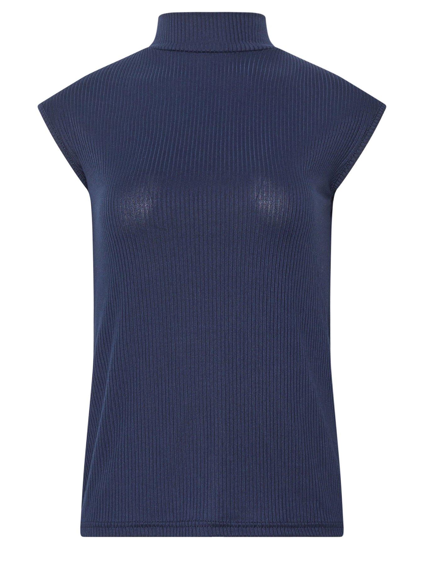 Image 5 of 5 of Long Tall Sally Tie Back Rib T-Shirt - Blue