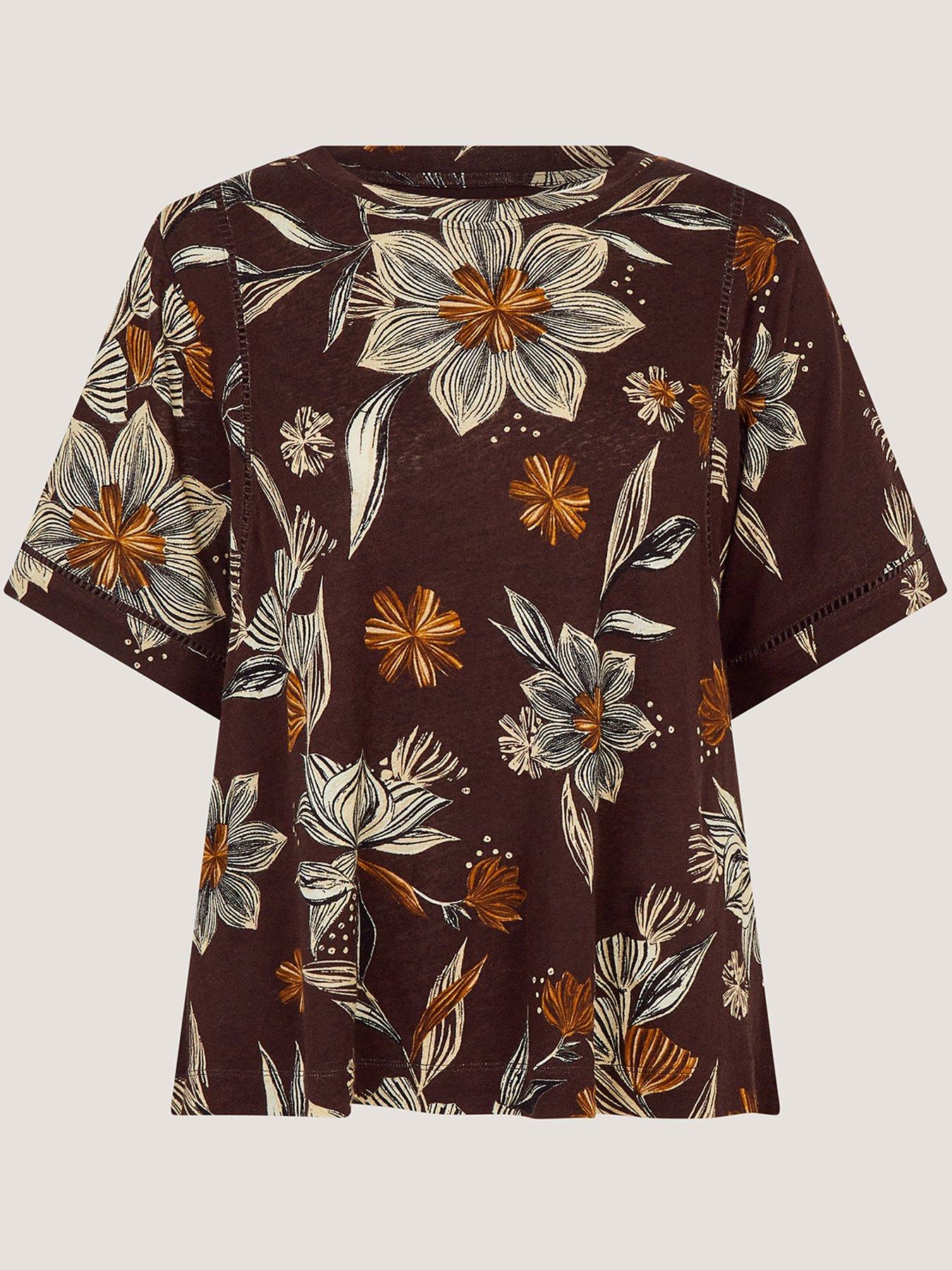 Image 5 of 5 of Monsoon Esther Print T Shirt - Brown
