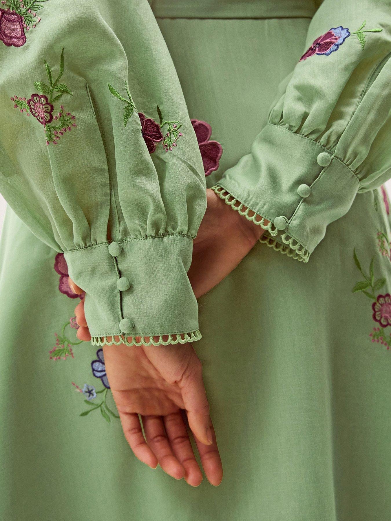 monsoon-orla-embroidered-shirt-dress-greendetail