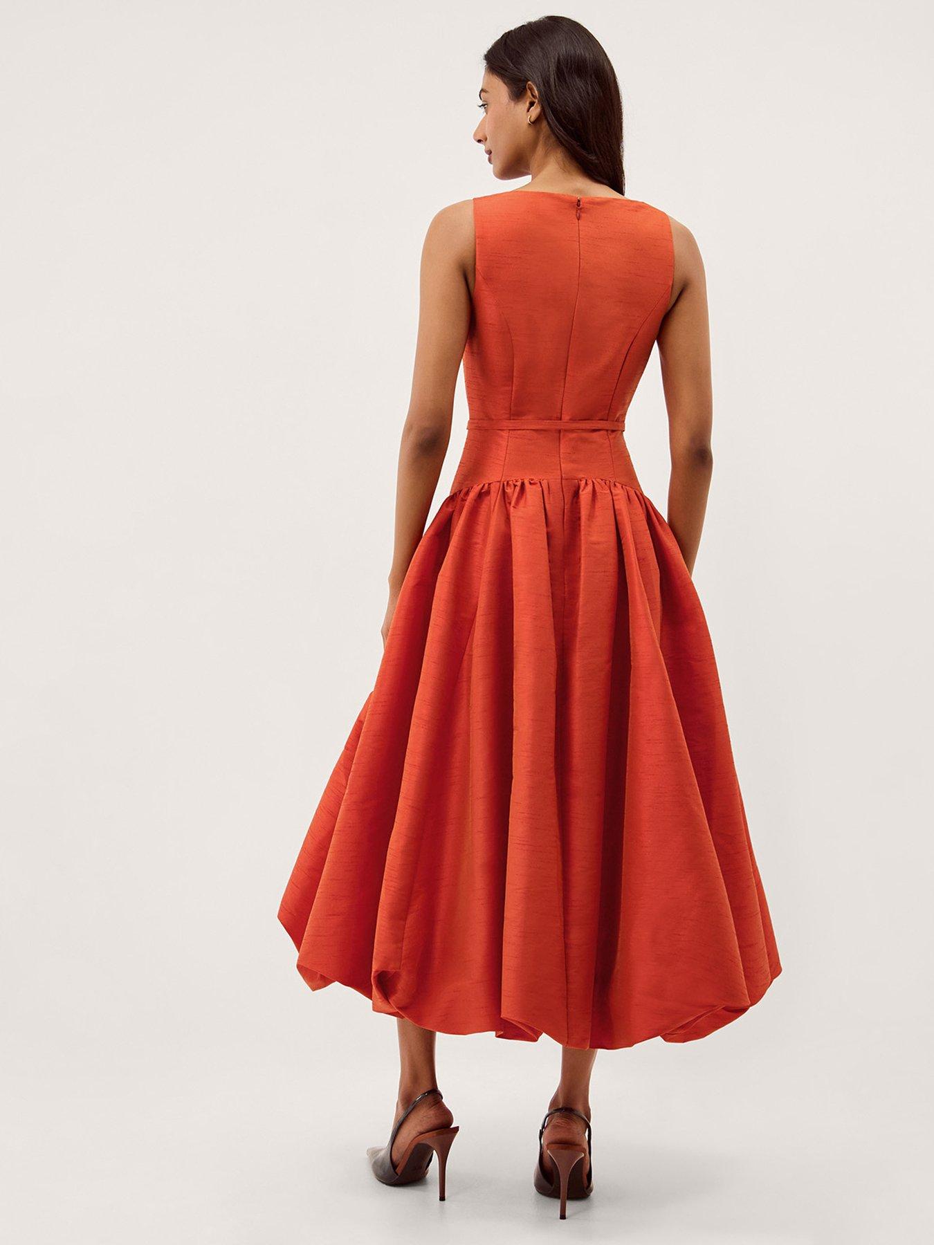 Image 2 of 6 of Monsoon Mila Dupion Dress - Orange