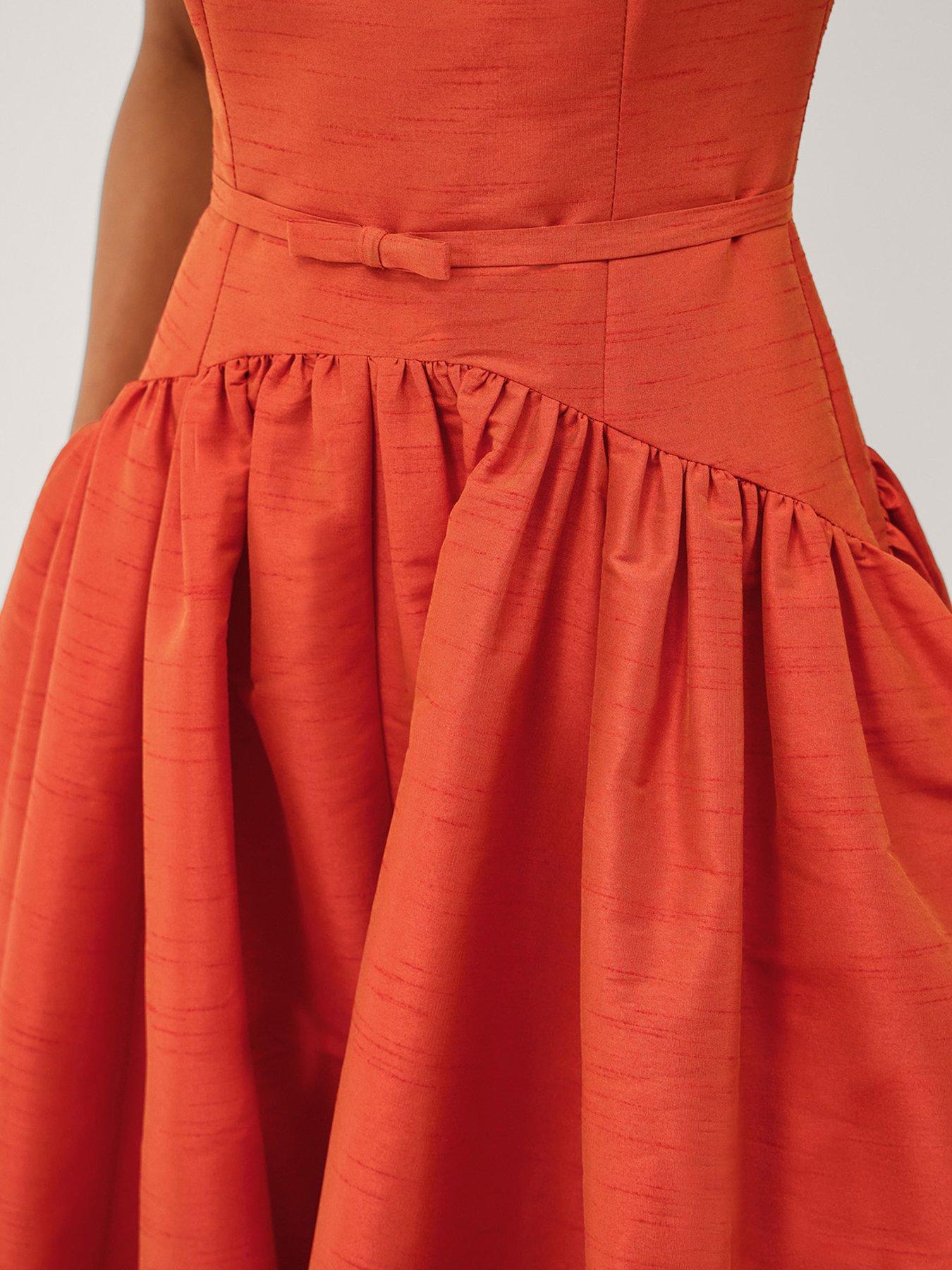 Image 5 of 6 of Monsoon Mila Dupion Dress - Orange