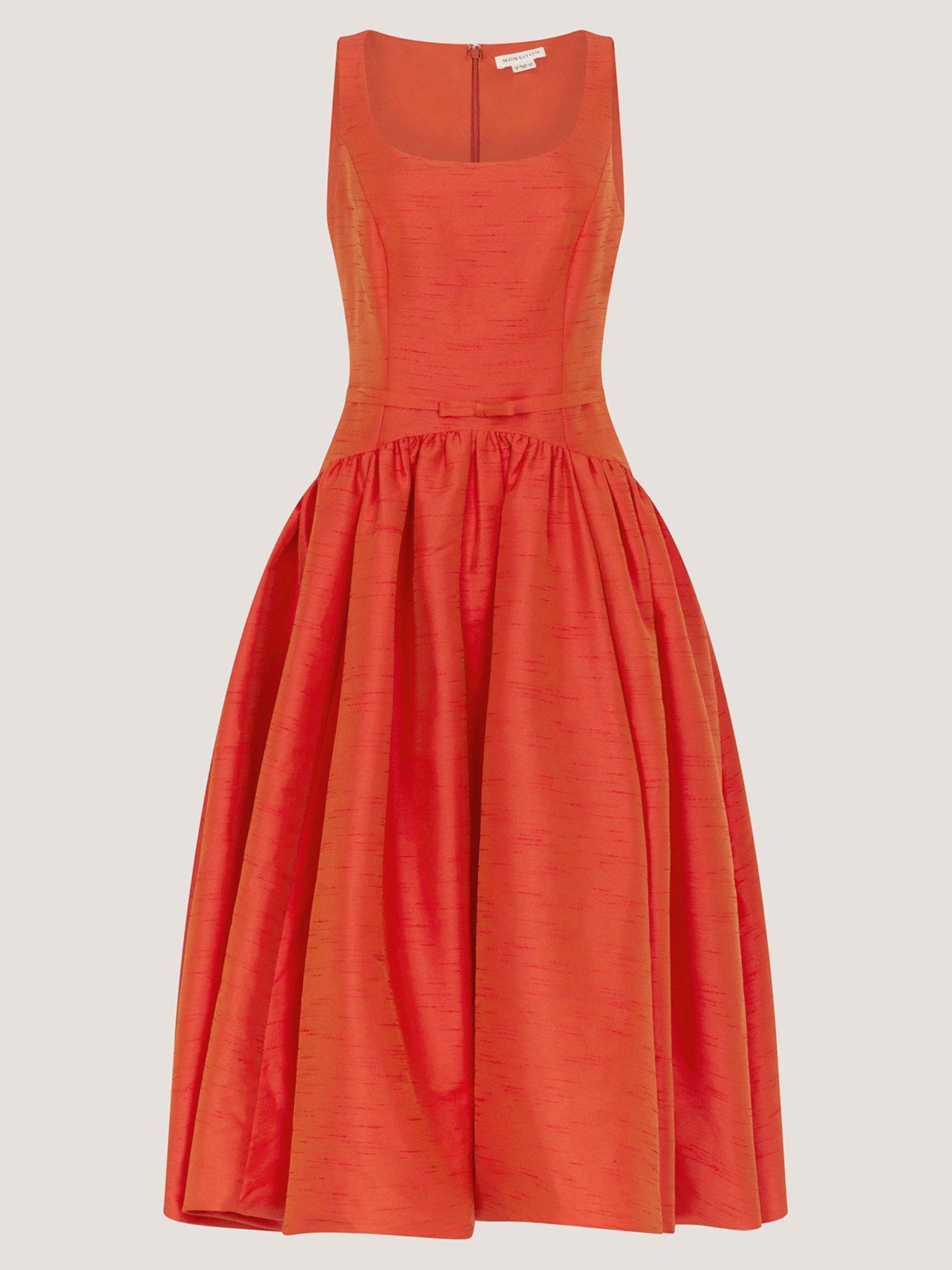 Image 6 of 6 of Monsoon Mila Dupion Dress - Orange