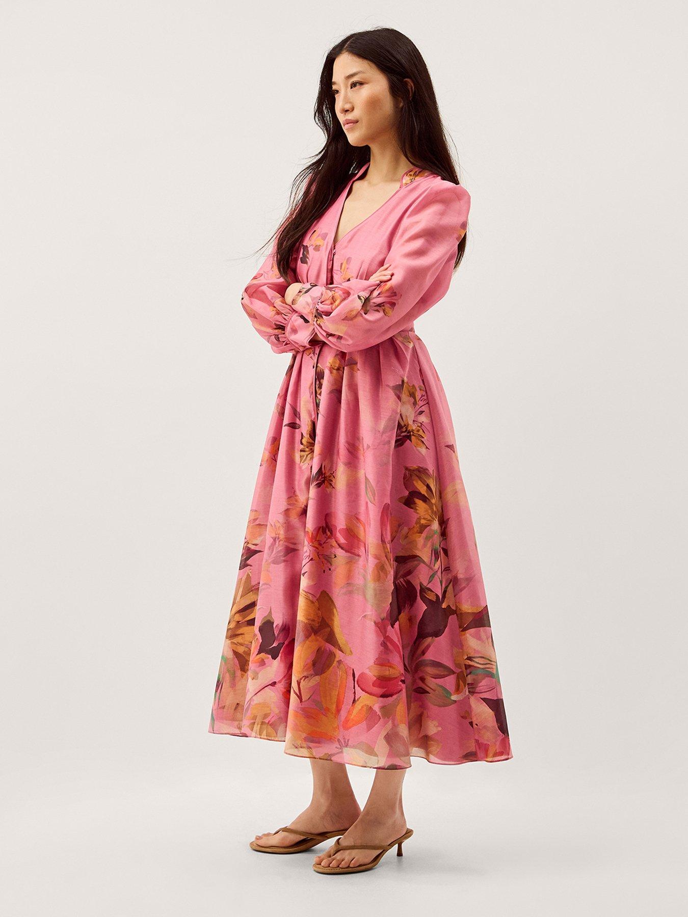 Image 1 of 6 of Monsoon Aimee Shirt Dress - Pink