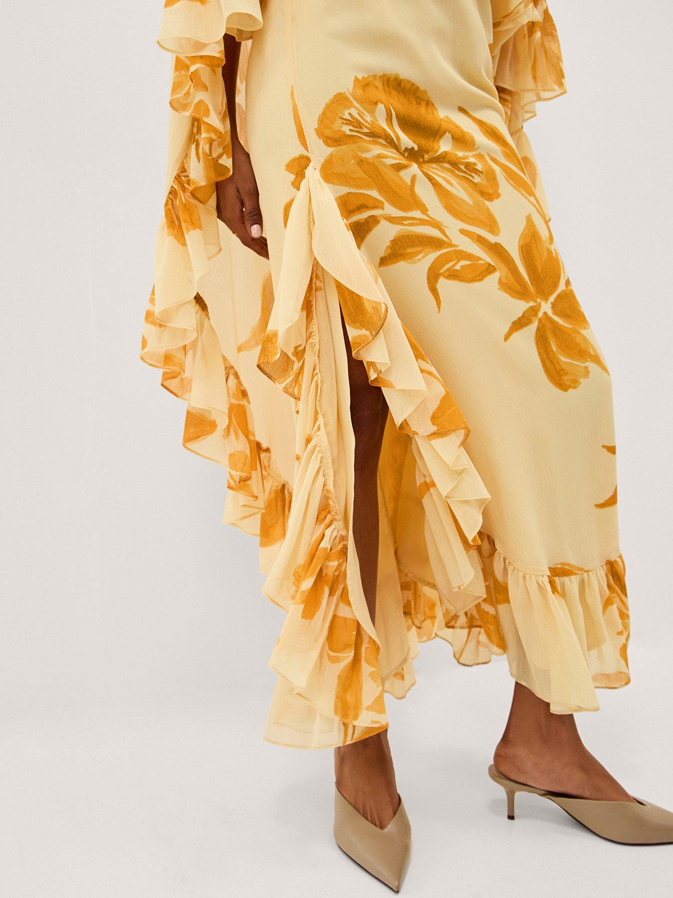 Image 4 of 5 of Monsoon Joanna Floral Cape Maxi Dress - Yellow